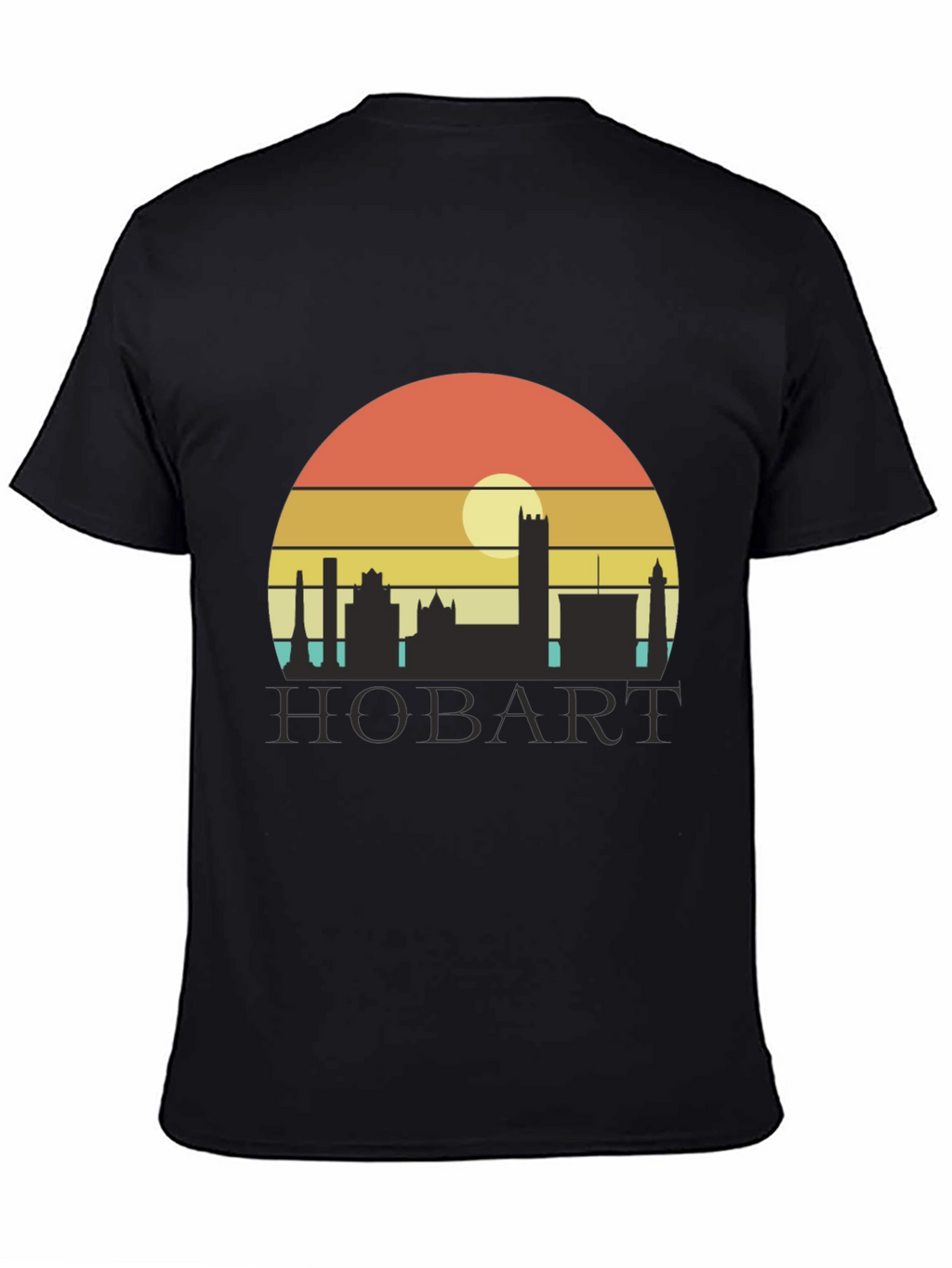 Camiseta Hombre Negra Hobart Skyline Retro