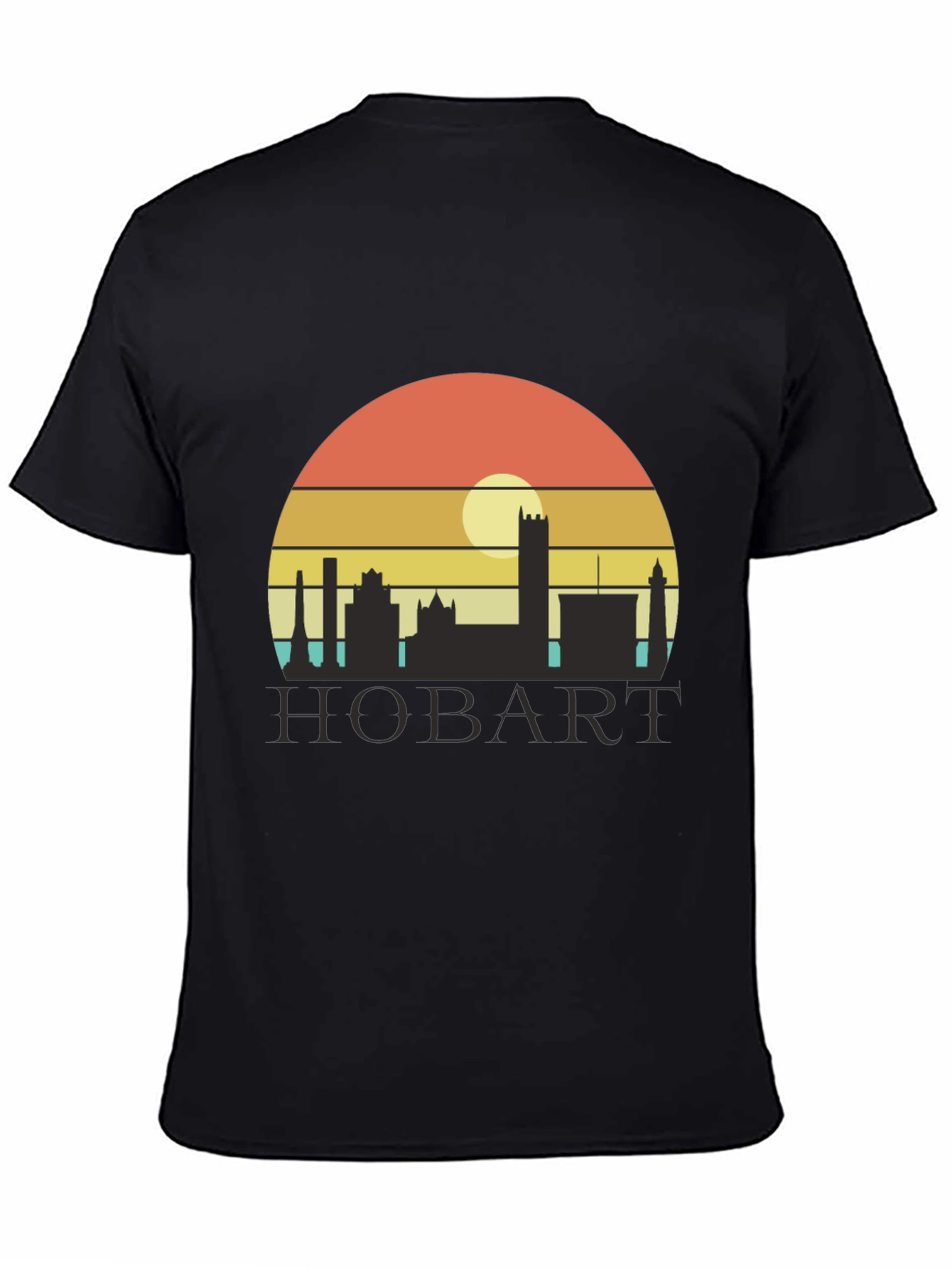 Camiseta Hombre Negra Hobart Skyline Retro