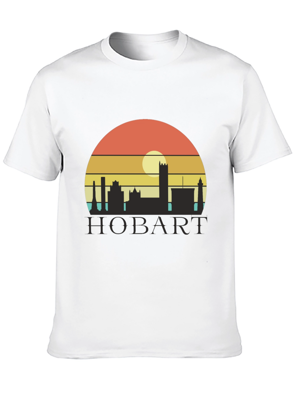 Camiseta Hombre Negra Hobart Skyline Retro
