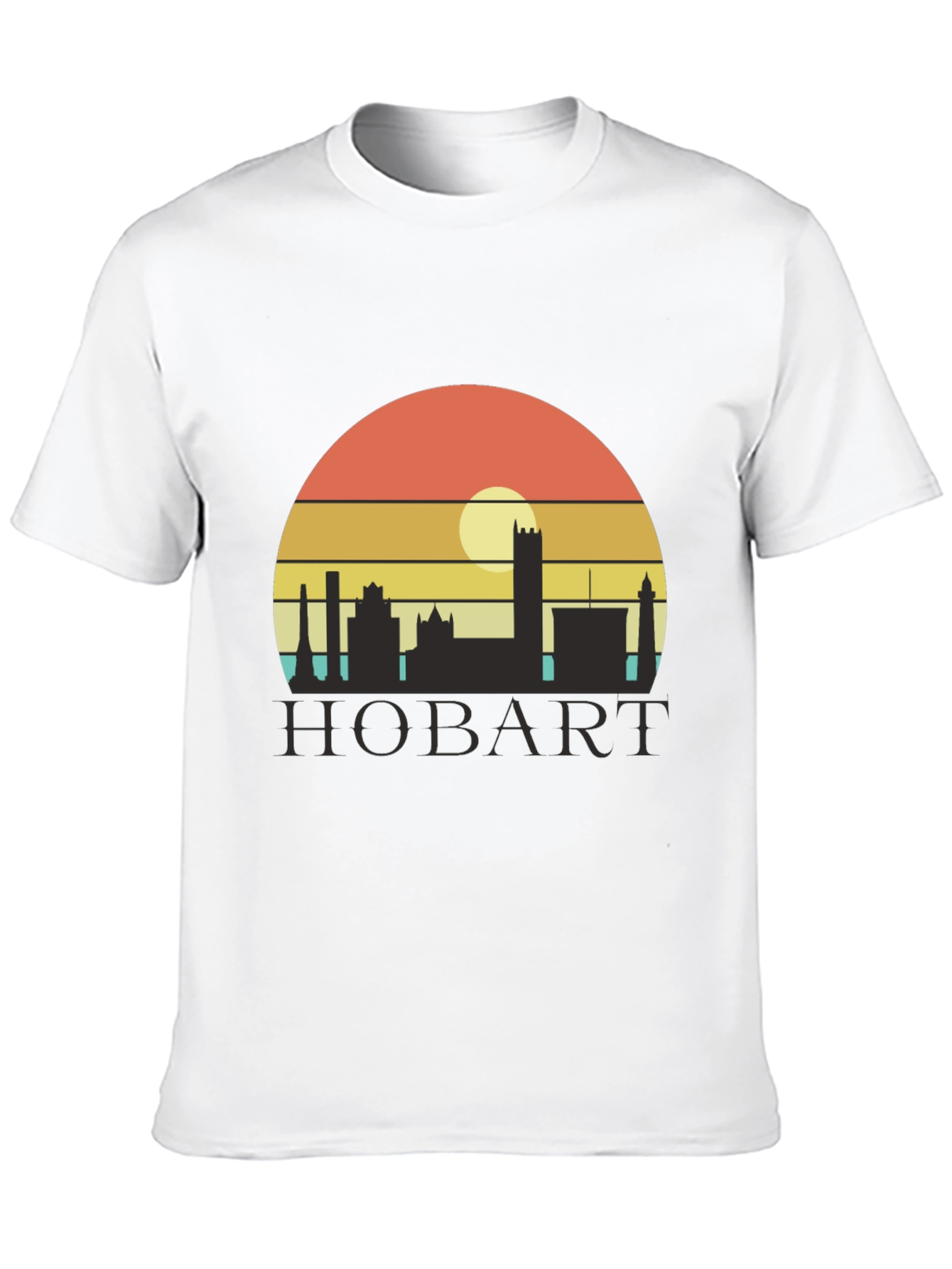 Camiseta Hombre Negra Hobart Skyline Retro
