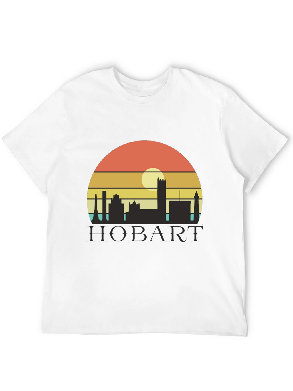 Camiseta Hombre Negra Hobart Skyline Retro