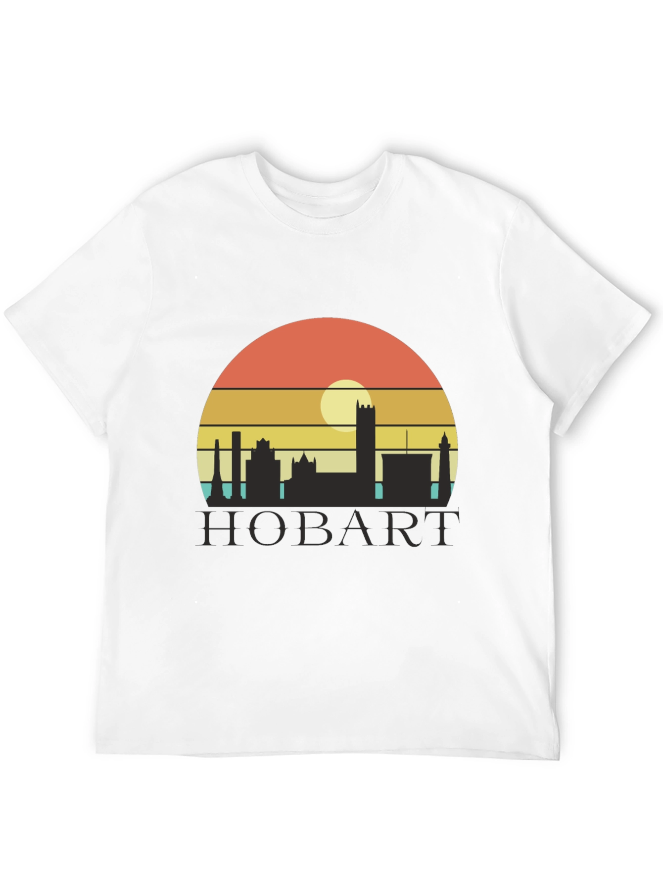 Camiseta Hombre Negra Hobart Skyline Retro