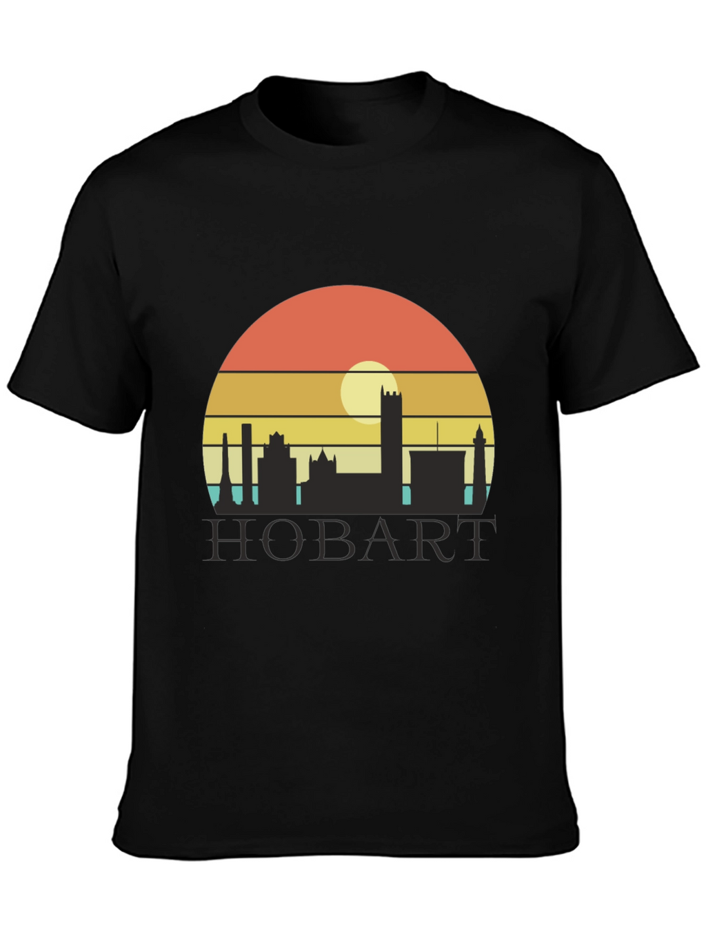 Camiseta Hombre Negra Hobart Skyline Retro