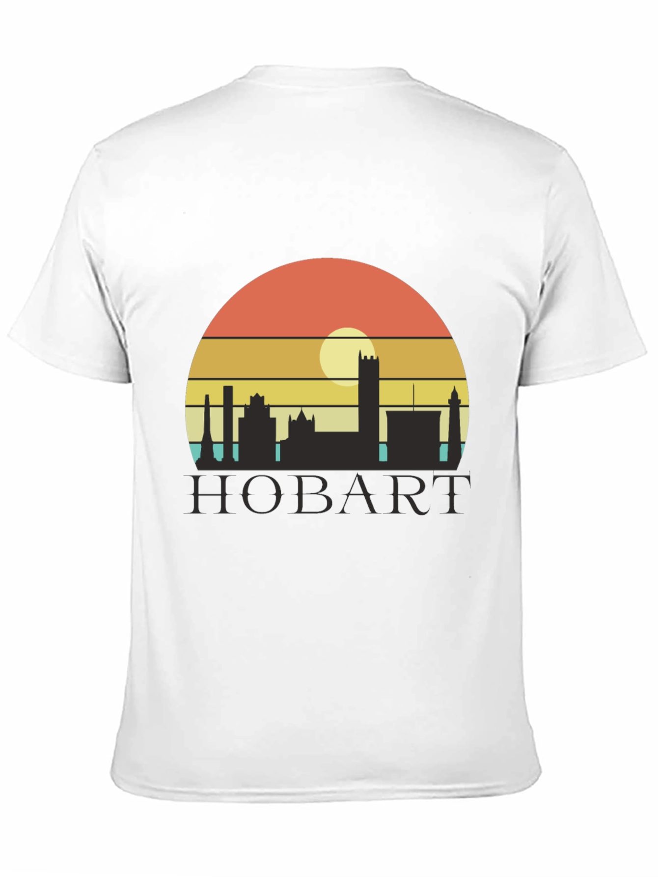 Camiseta Hombre Negra Hobart Skyline Retro