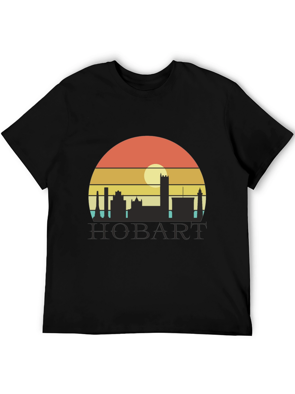Camiseta Hombre Negra Hobart Skyline Retro