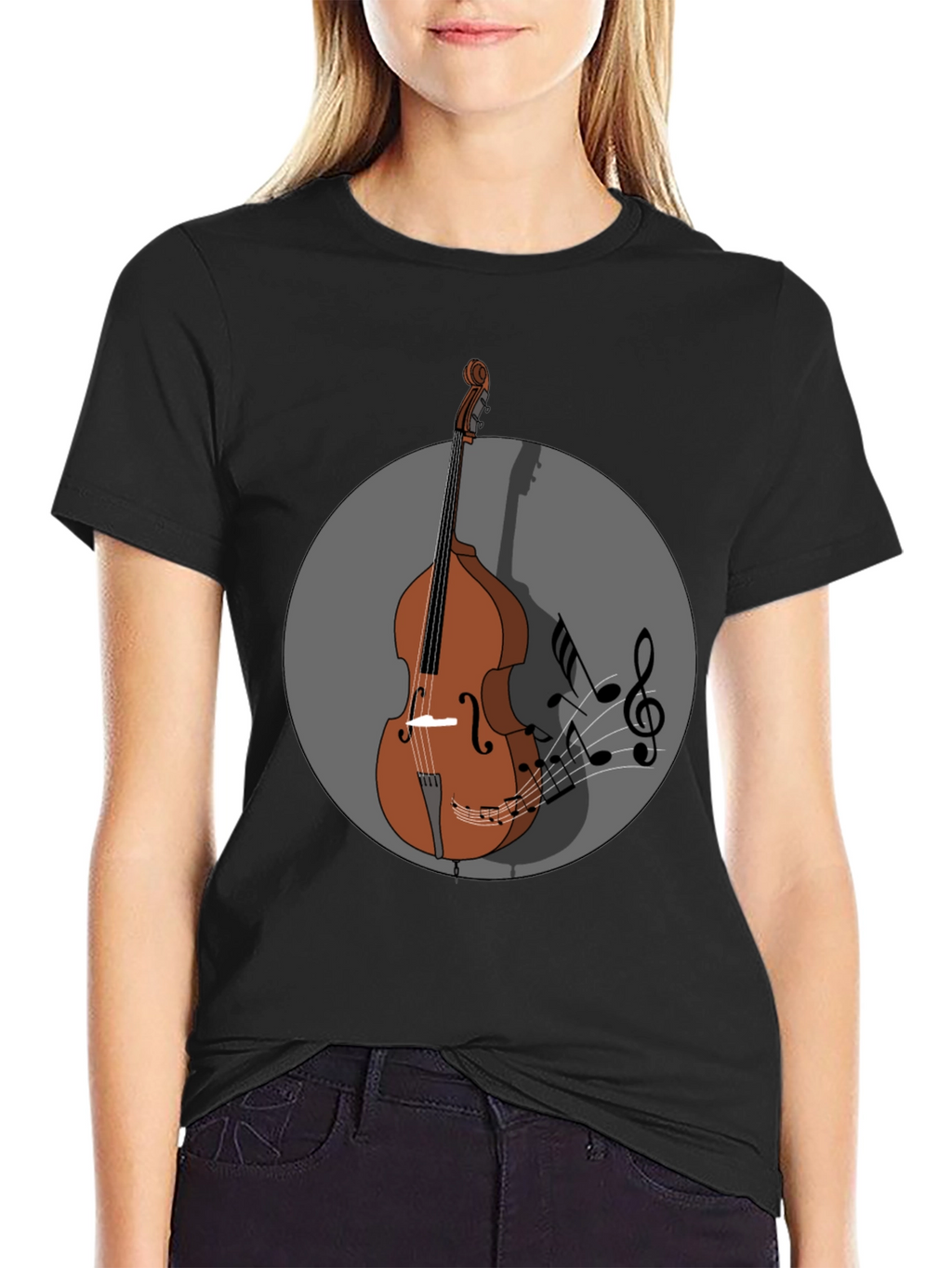 Camiseta Hombre Diseño Contrabajo Musical