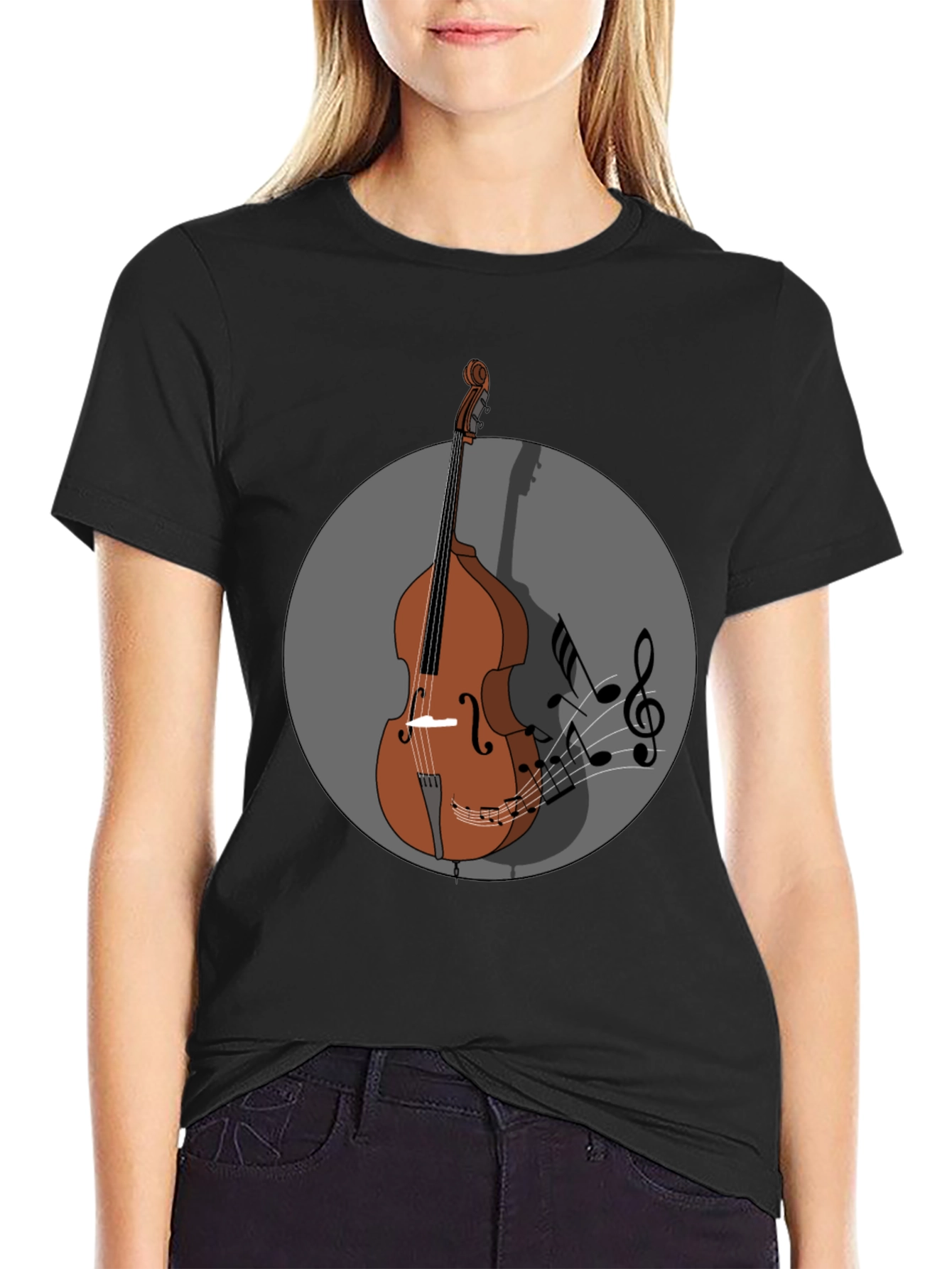 Camiseta Hombre Diseño Contrabajo Musical