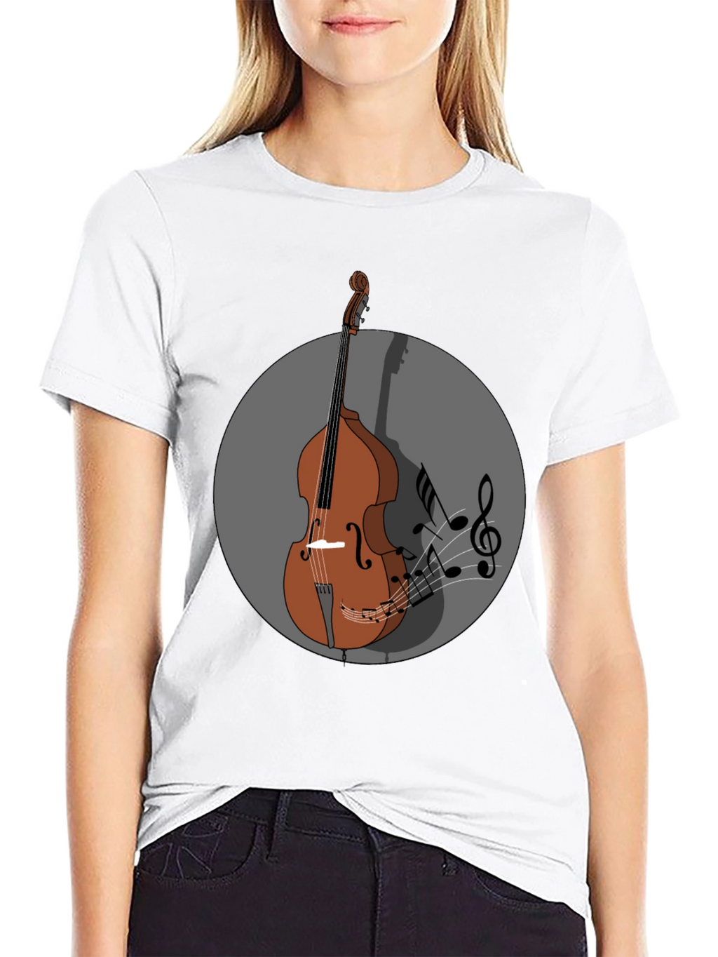 Camiseta Hombre Diseño Contrabajo Musical