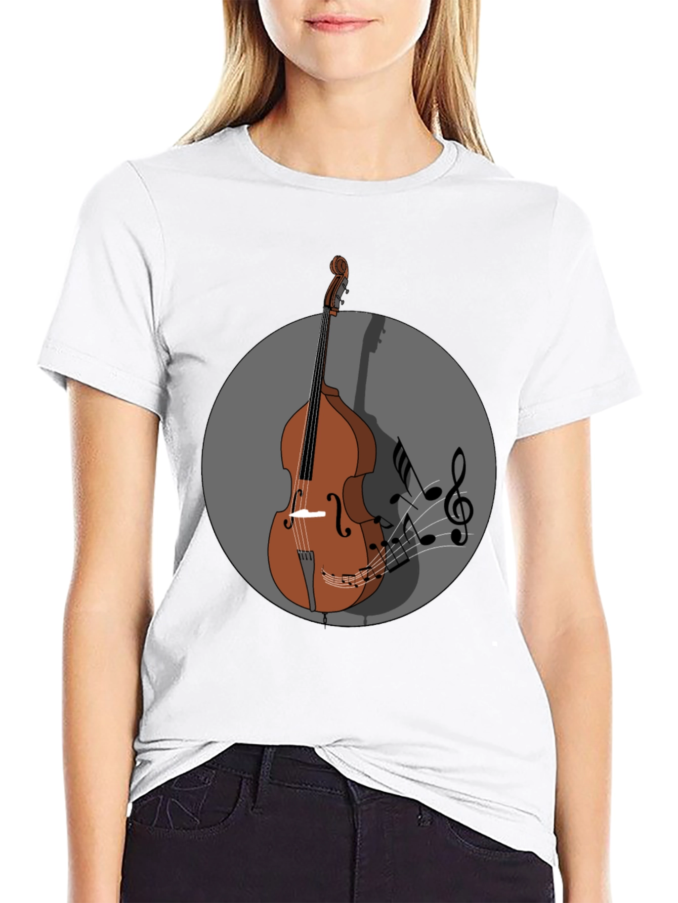 Camiseta Hombre Diseño Contrabajo Musical