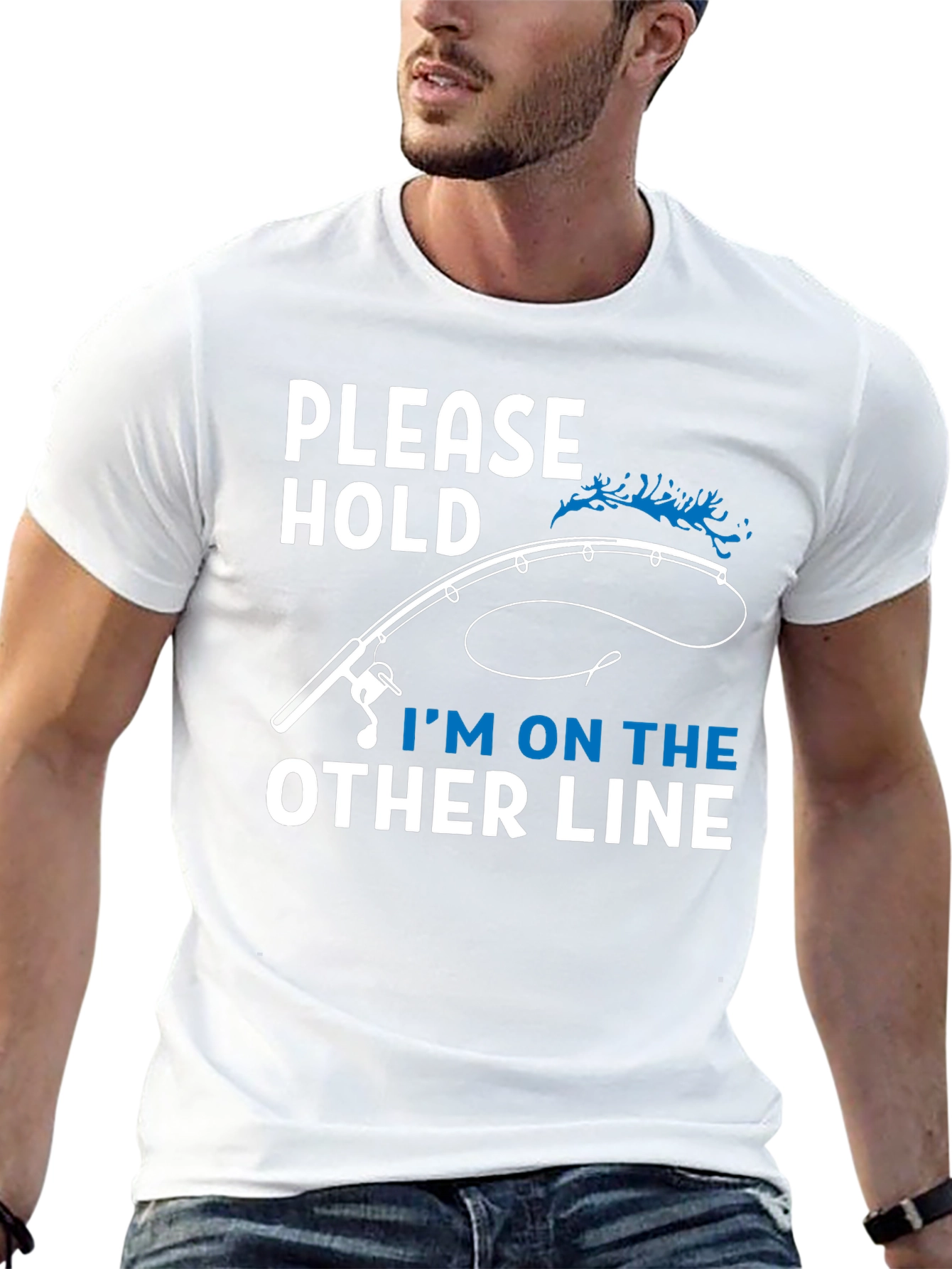 Camiseta de Pesca: Por Favor Espere Estoy en la Otra Línea