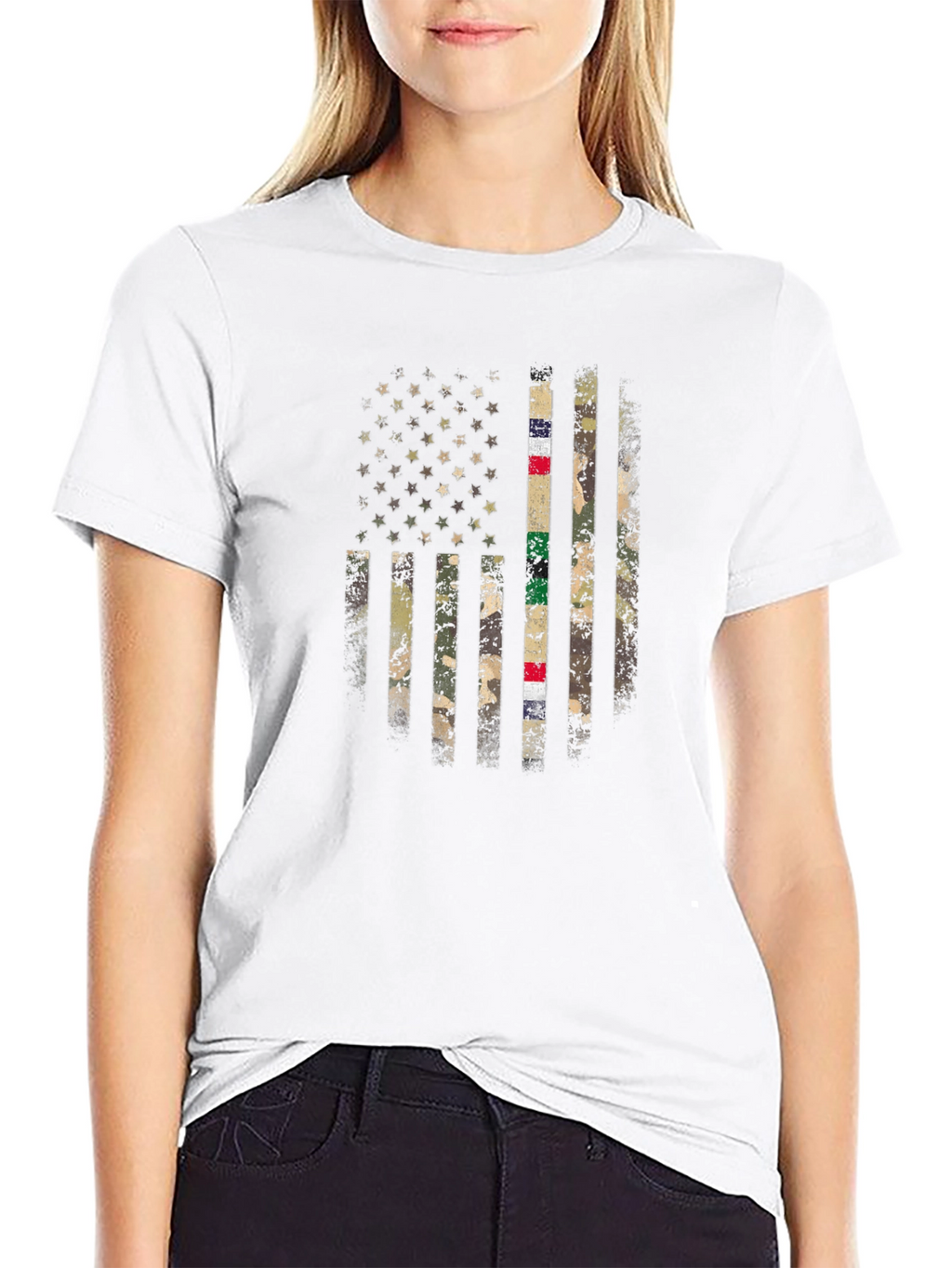 Camiseta Hombre Bandera USA Camuflaje Militar
