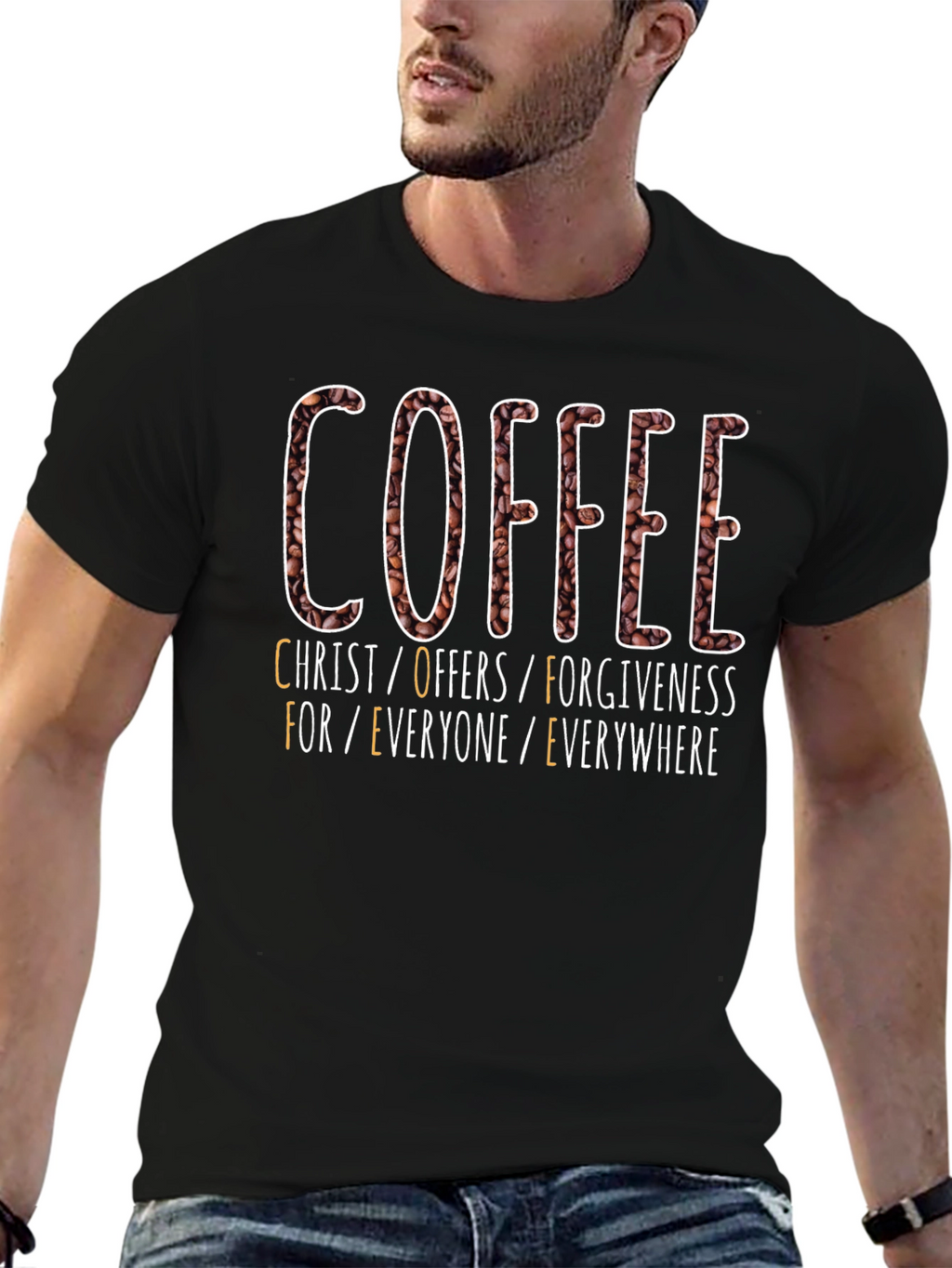Camiseta Café: Cristo Ofrece Perdón