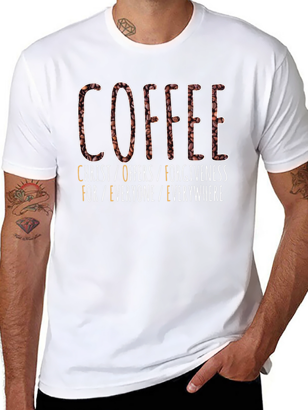 Camiseta Café: Cristo Ofrece Perdón