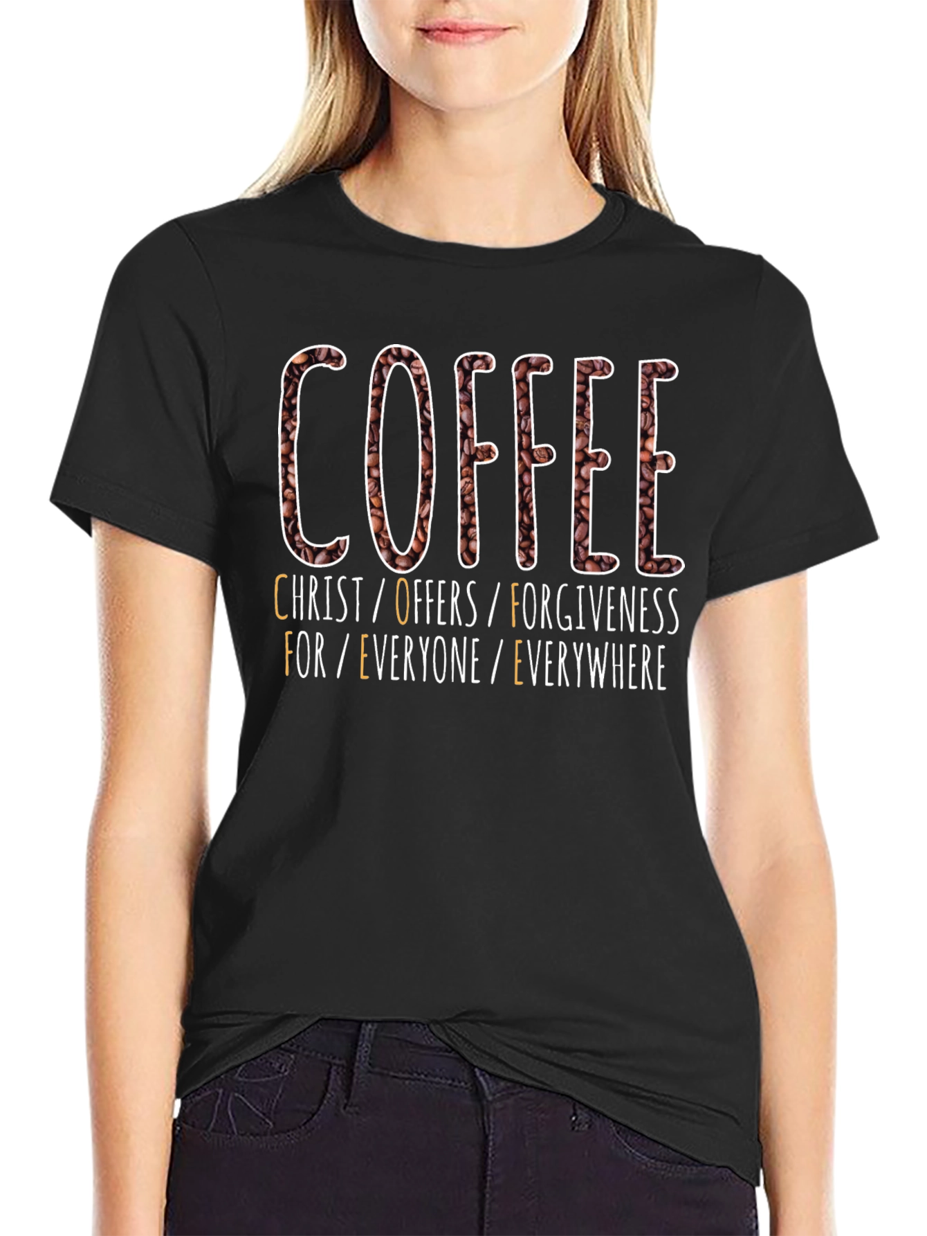 Camiseta Café: Cristo Ofrece Perdón