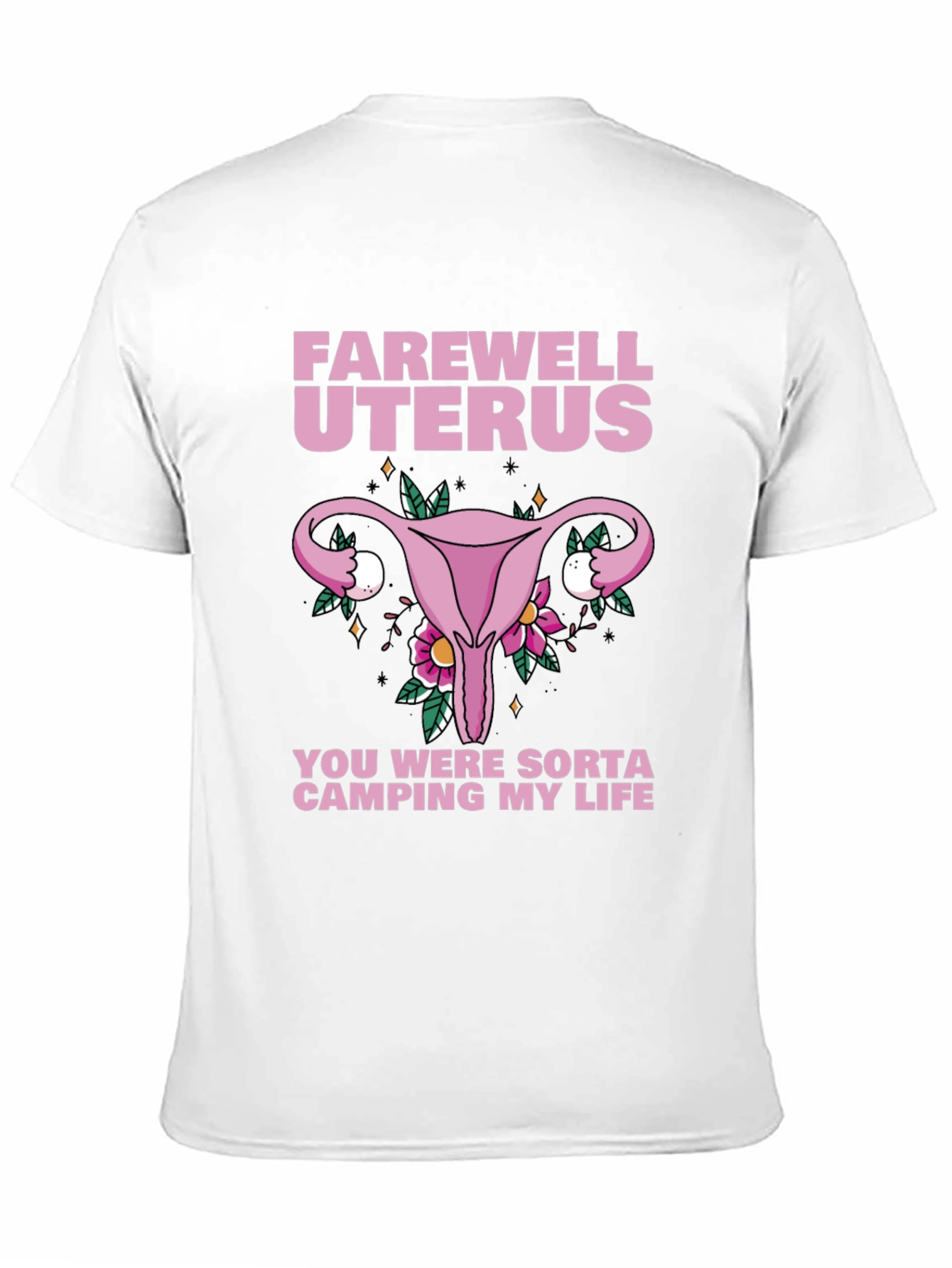 Camiseta Adiós Útero con Diseño Floral Humorístico