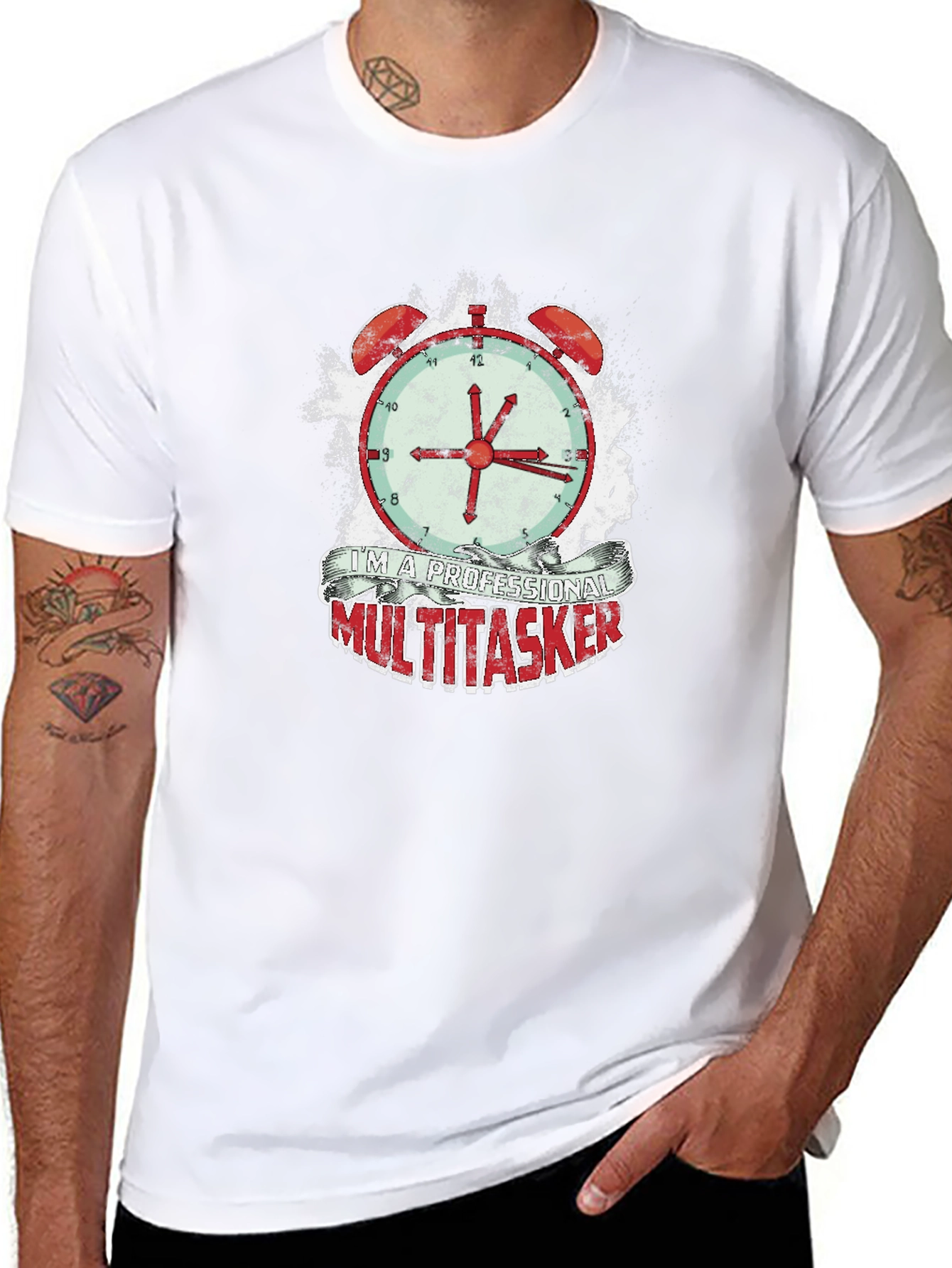 Camiseta Hombre Multitarea Profesional - Diseño Reloj