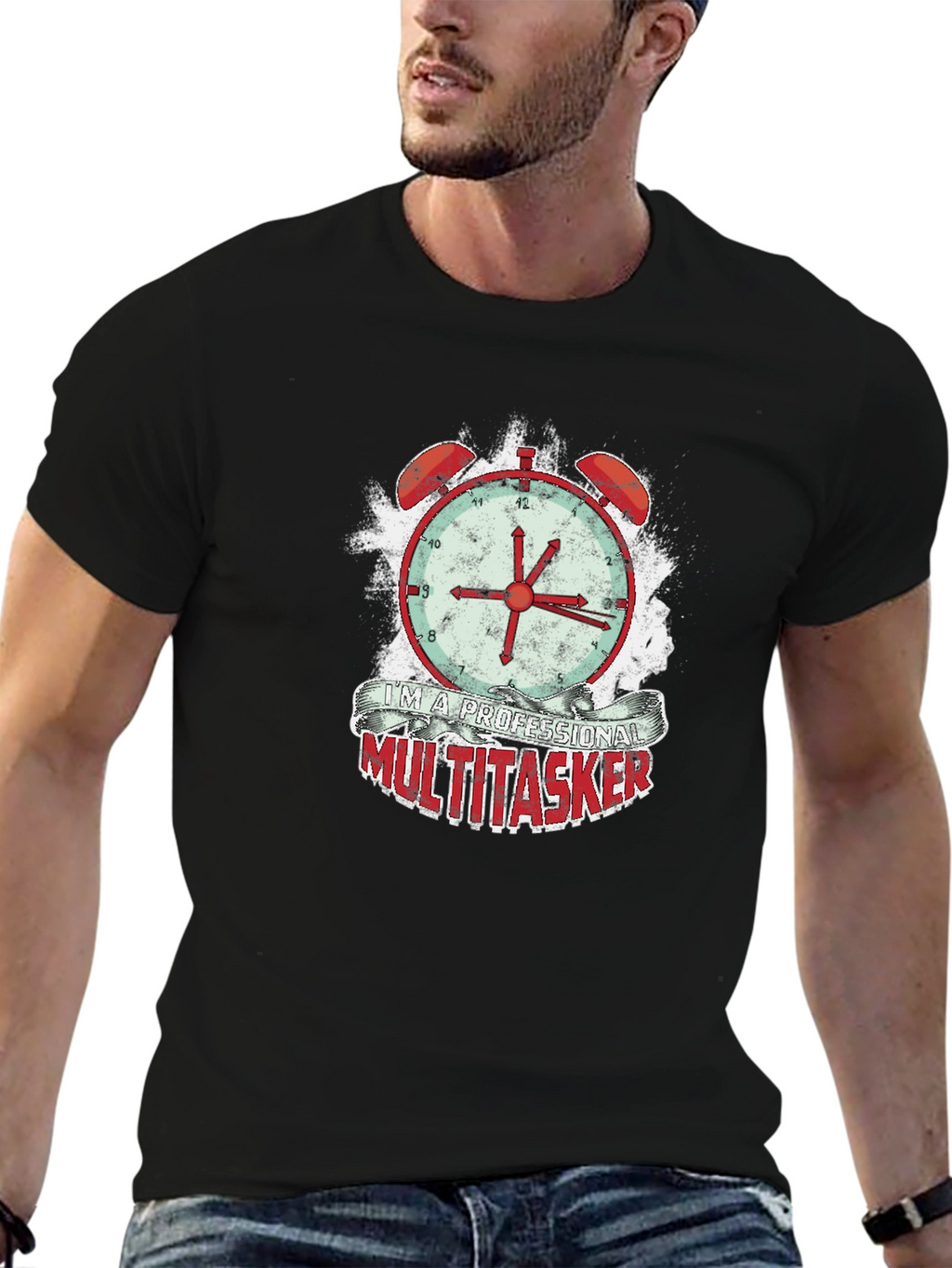 Camiseta Hombre Multitarea Profesional - Diseño Reloj