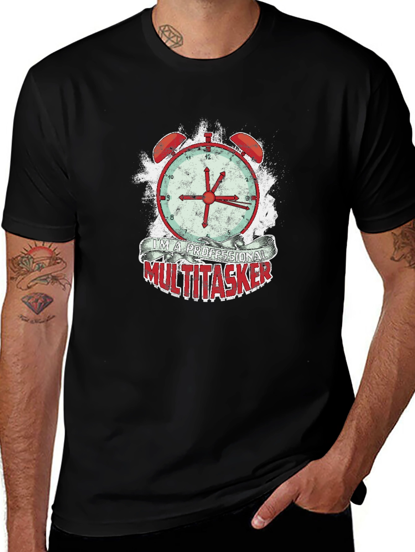 Camiseta Hombre Multitarea Profesional - Diseño Reloj