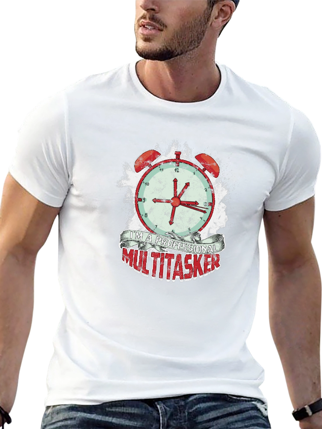 Camiseta Hombre Multitarea Profesional - Diseño Reloj