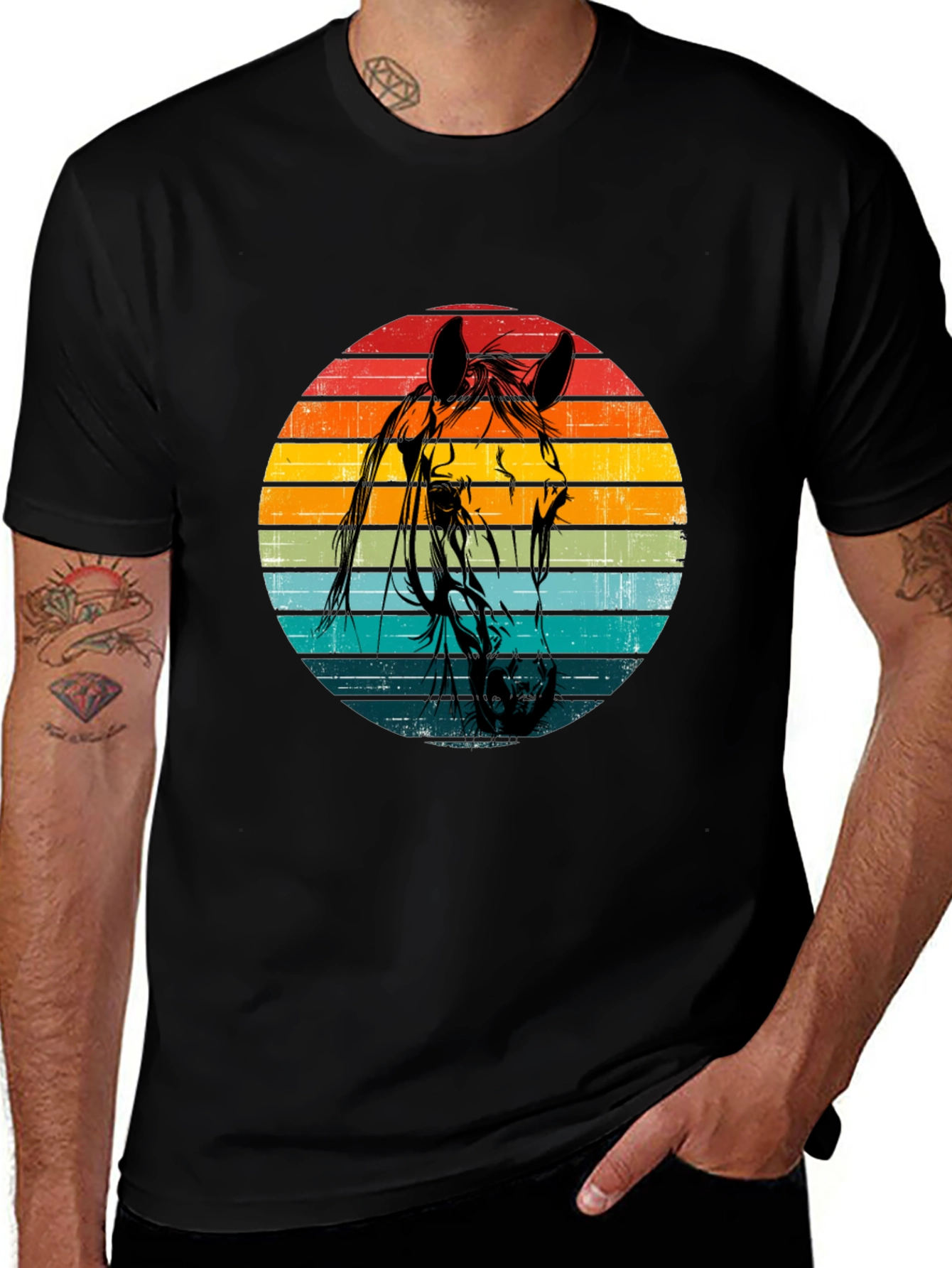 Camiseta Hombre Vintage Diseño de Caballo