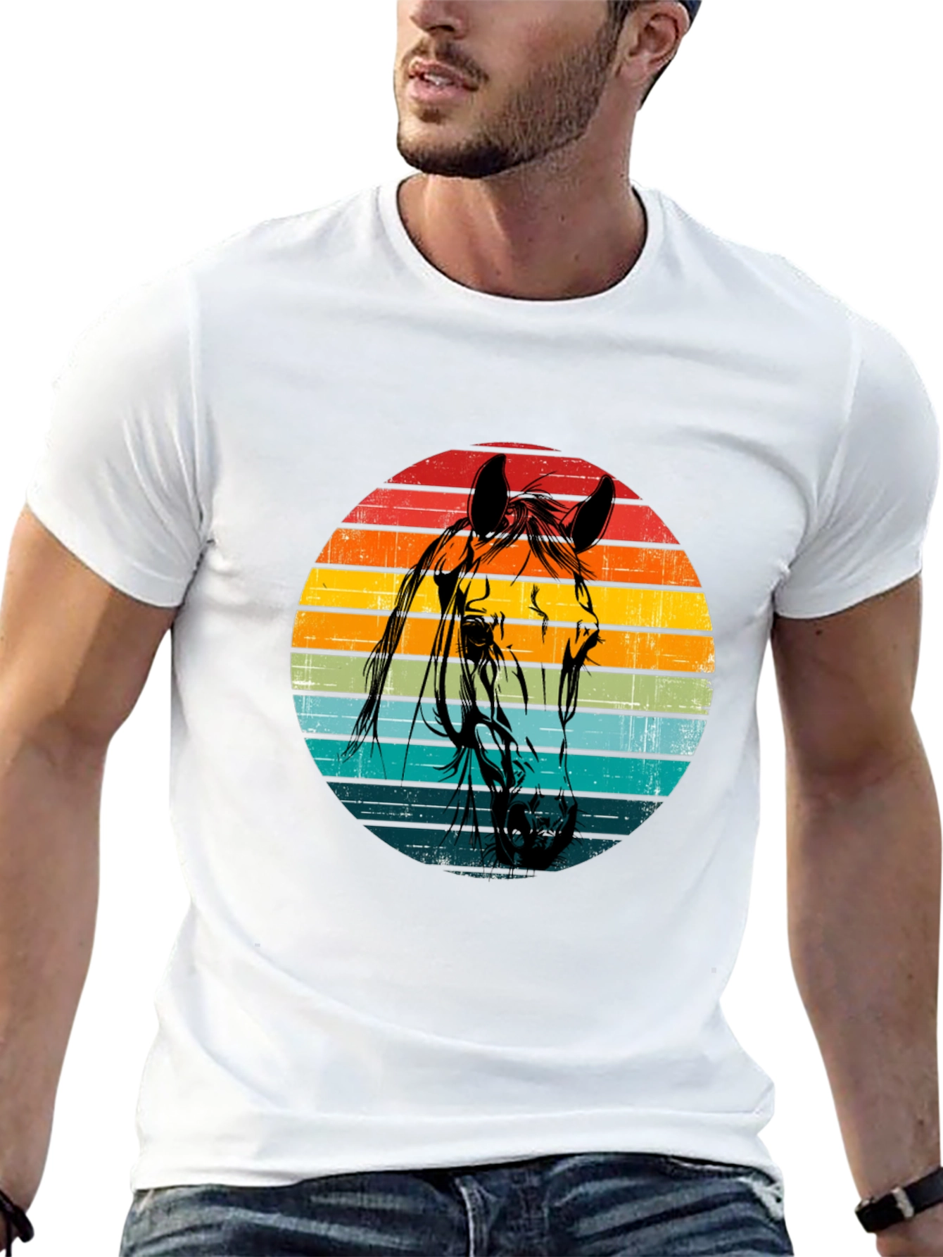 Camiseta Hombre Vintage Diseño de Caballo