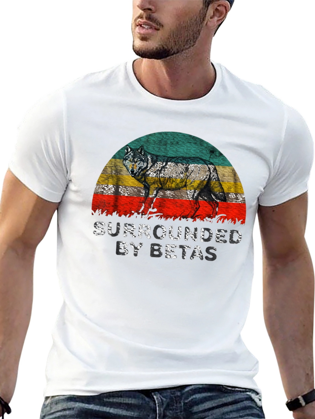 Camiseta Hombre Lobo Rodeado de Betas