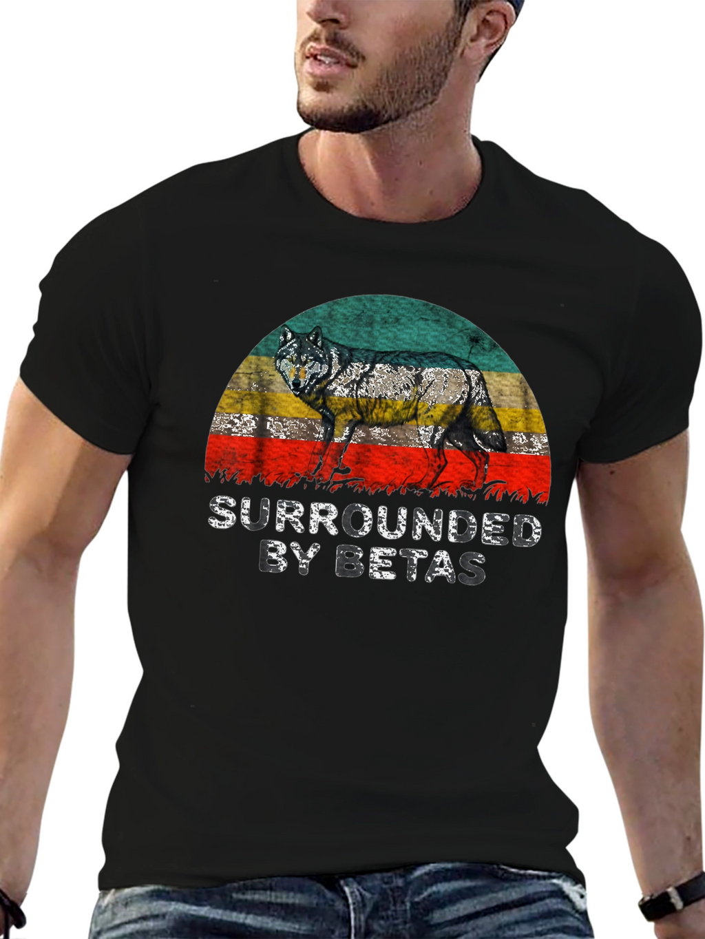 Camiseta Hombre Lobo Rodeado de Betas
