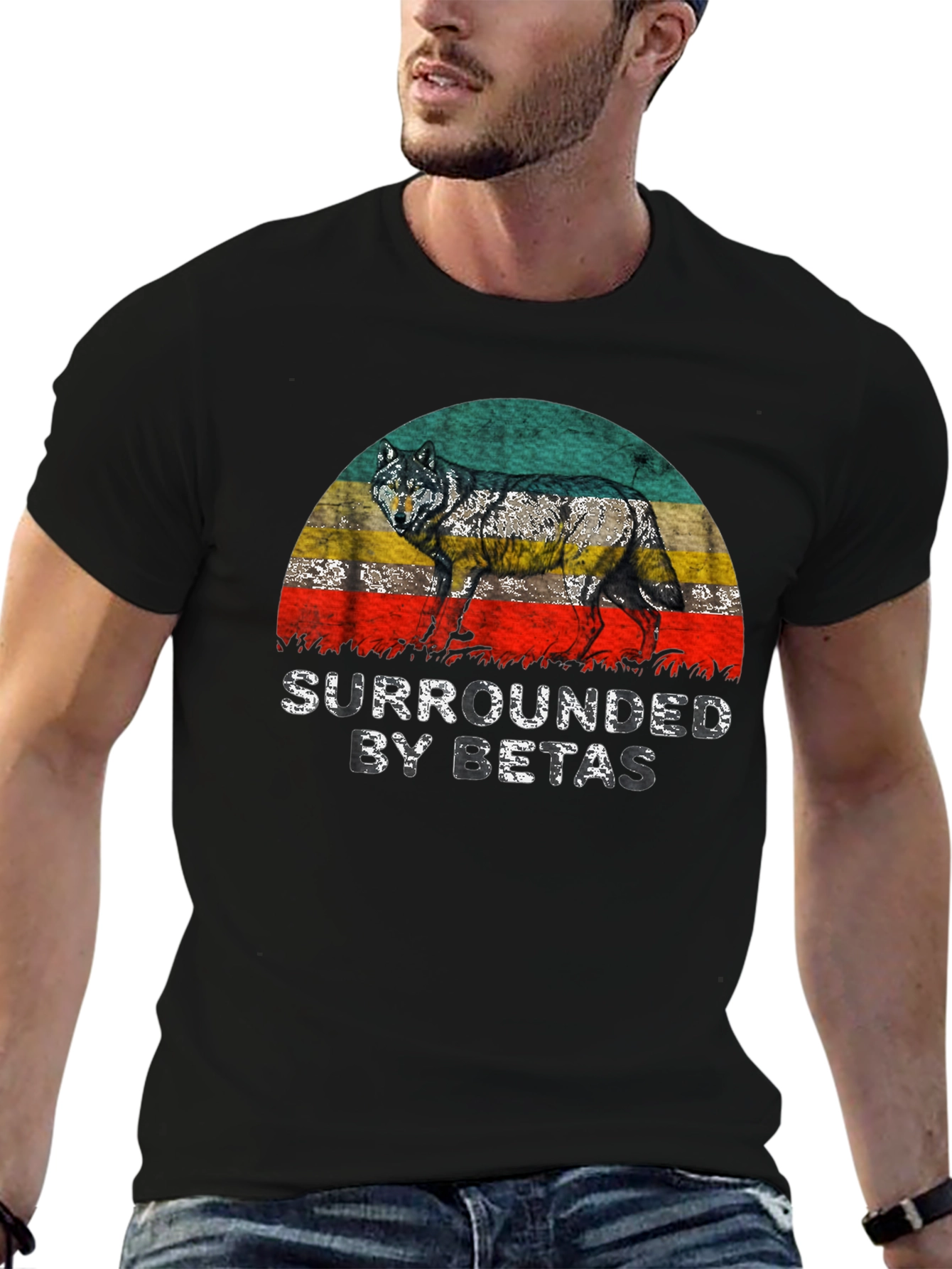 Camiseta Hombre Lobo Rodeado de Betas