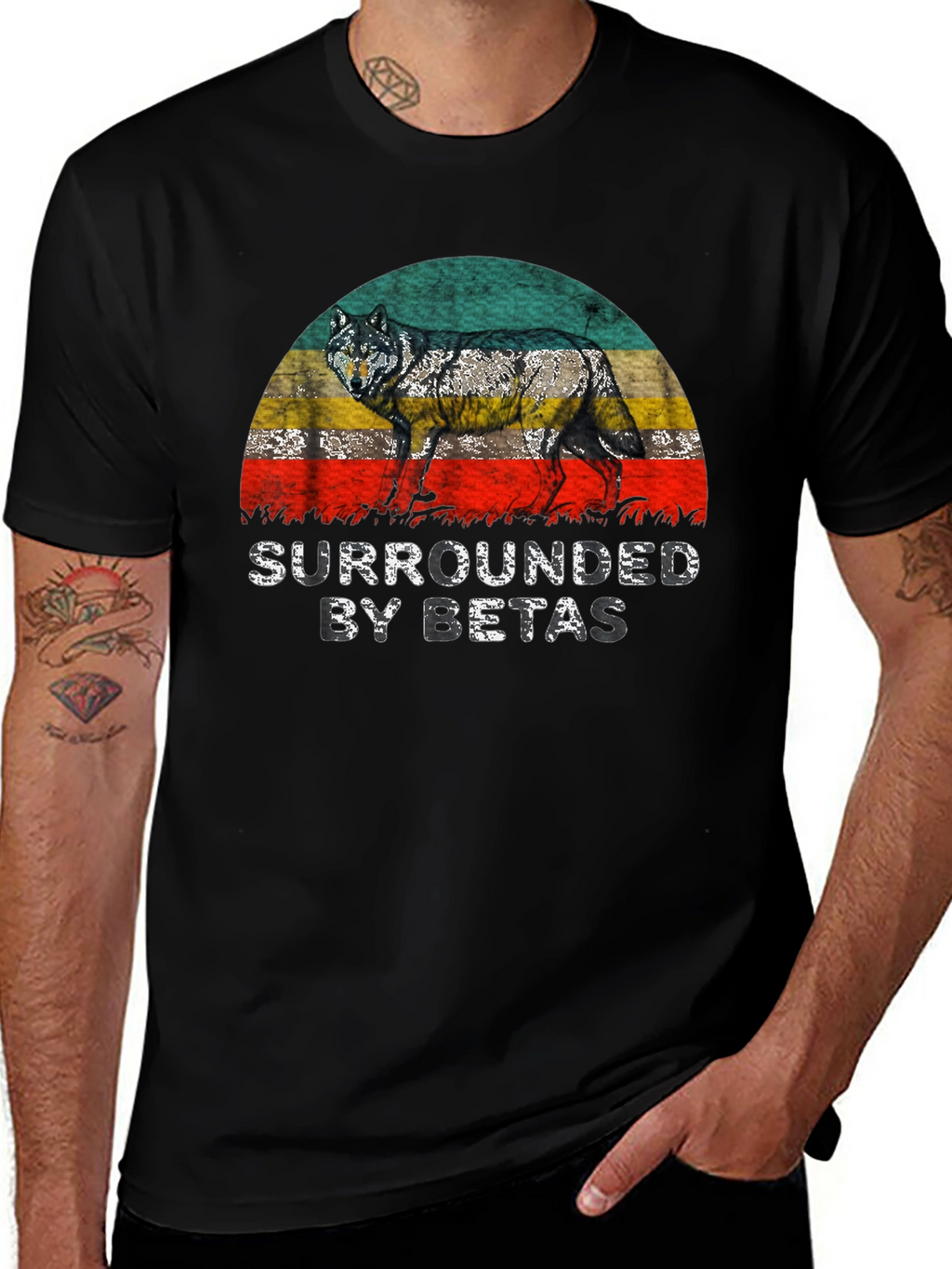 Camiseta Hombre Lobo Rodeado de Betas