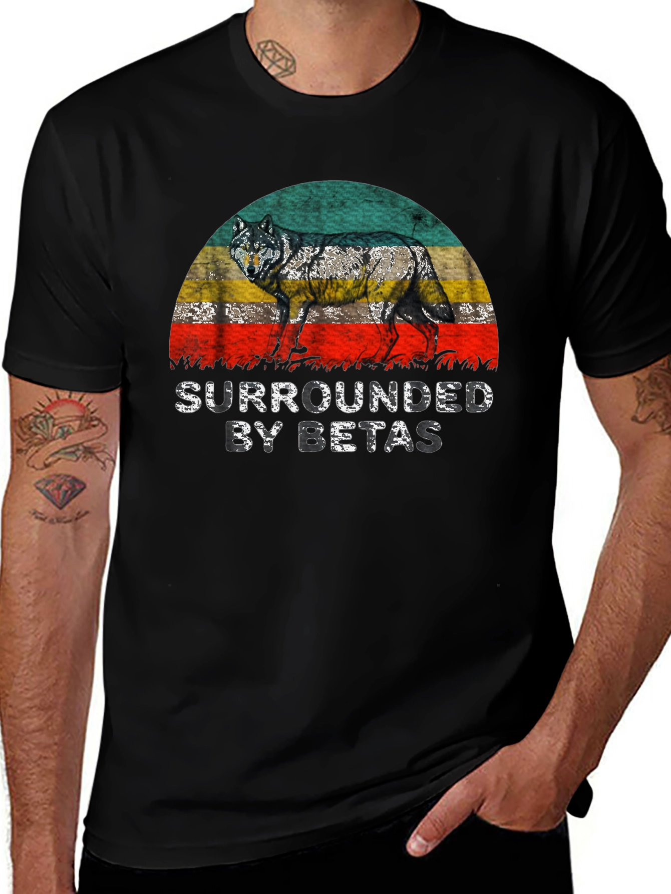 Camiseta Hombre Lobo Rodeado de Betas