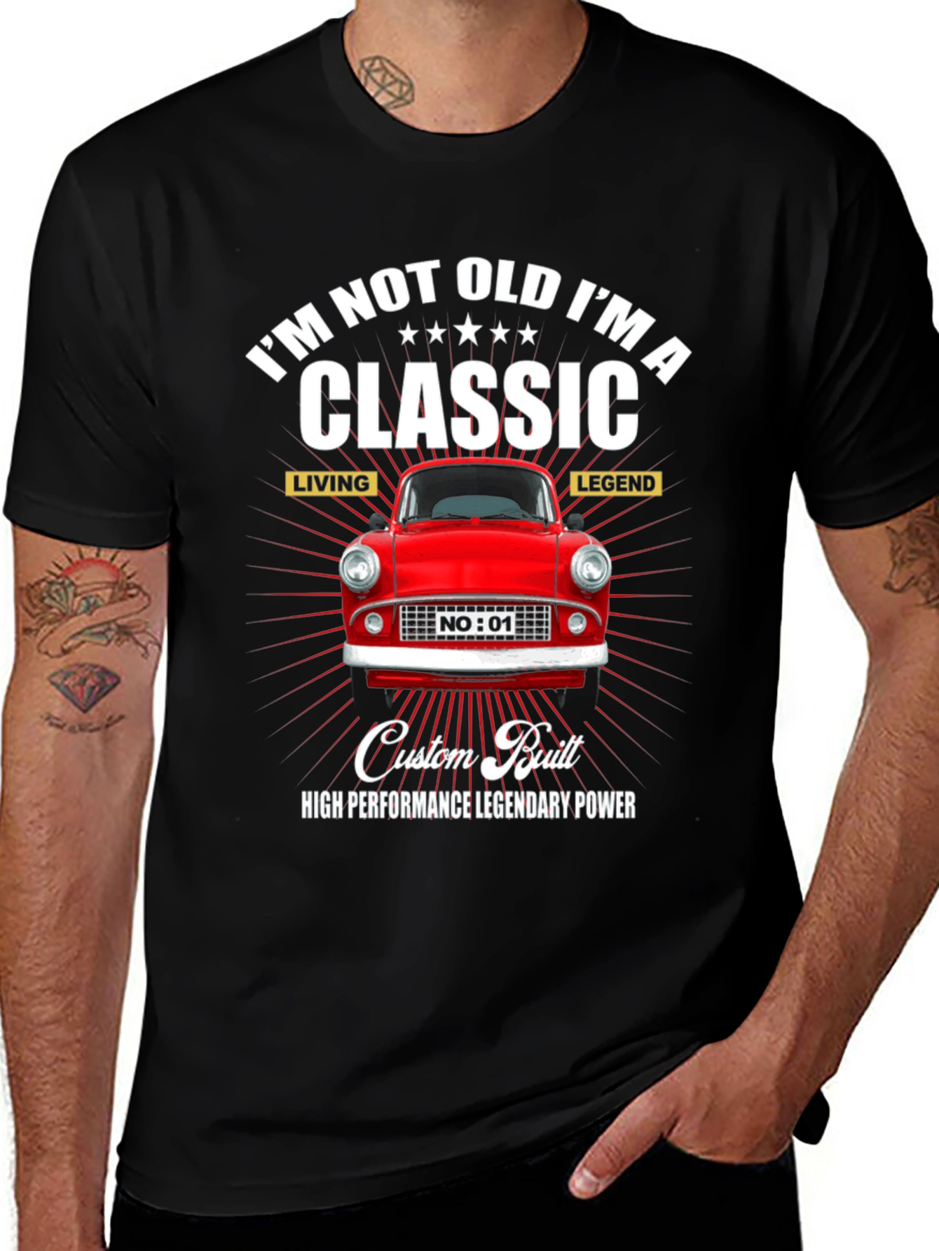 Camiseta Clásica para Hombre - Diseño de Coche Antiguo