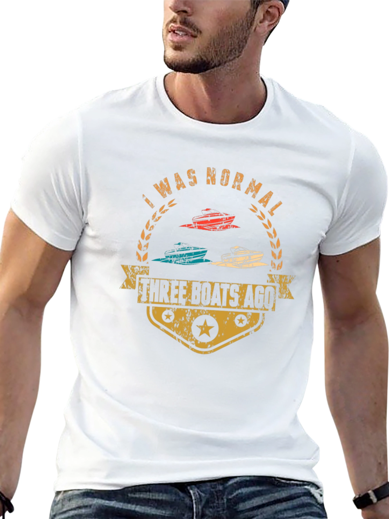 Camiseta Hombre I Was Normal Three Boats Ago Negra