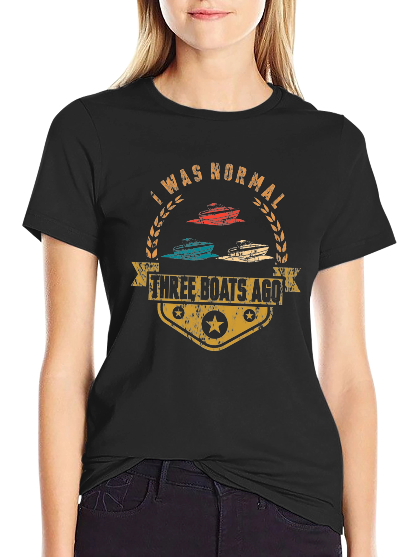 Camiseta Hombre I Was Normal Three Boats Ago Negra