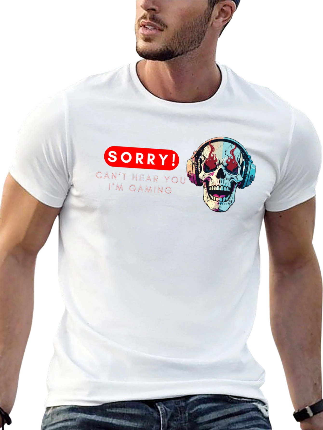 Camiseta Gamer Calavera con Audífonos - Sorry!