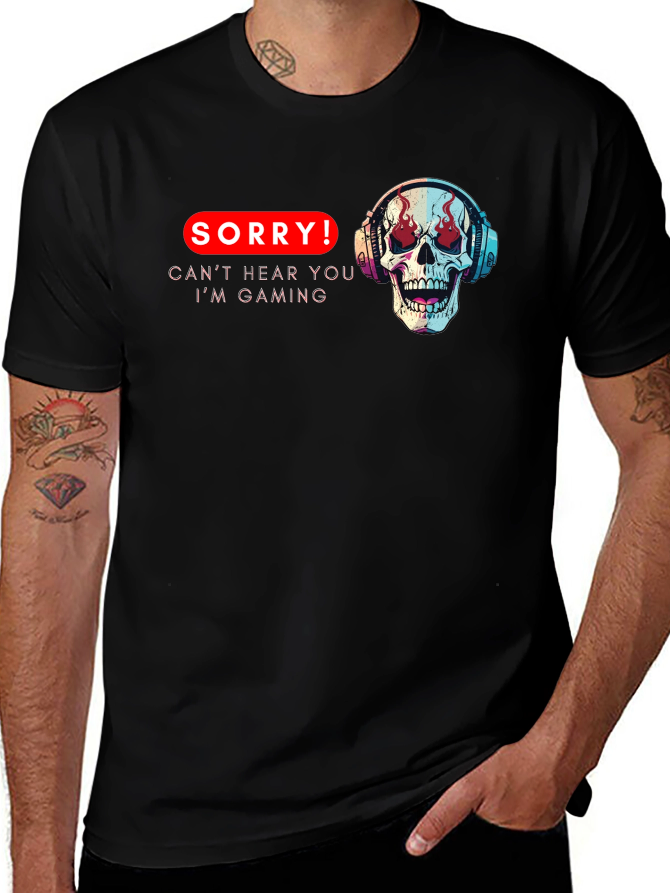 Camiseta Gamer Calavera con Audífonos - Sorry!