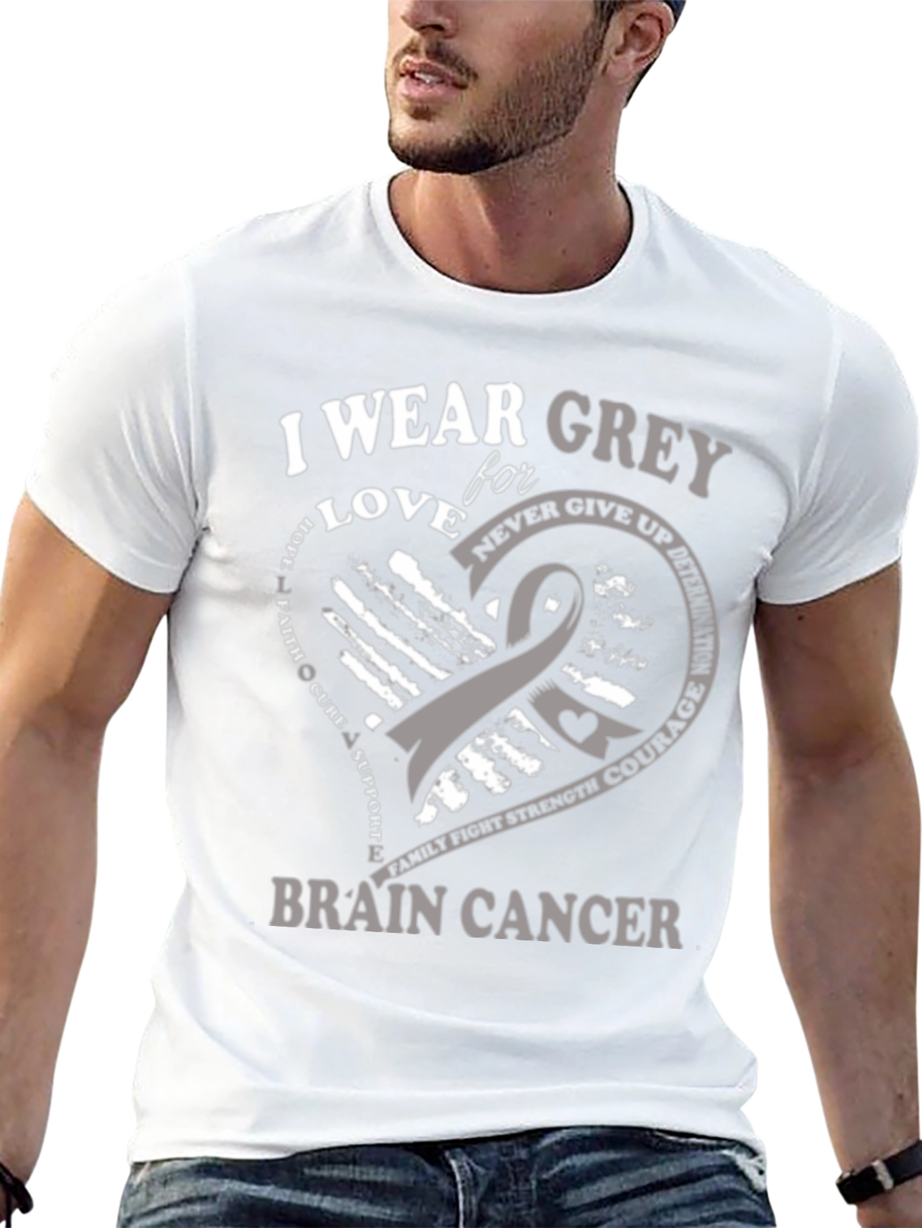 Camiseta Concientización Cáncer Cerebral - Vistiendo Gris