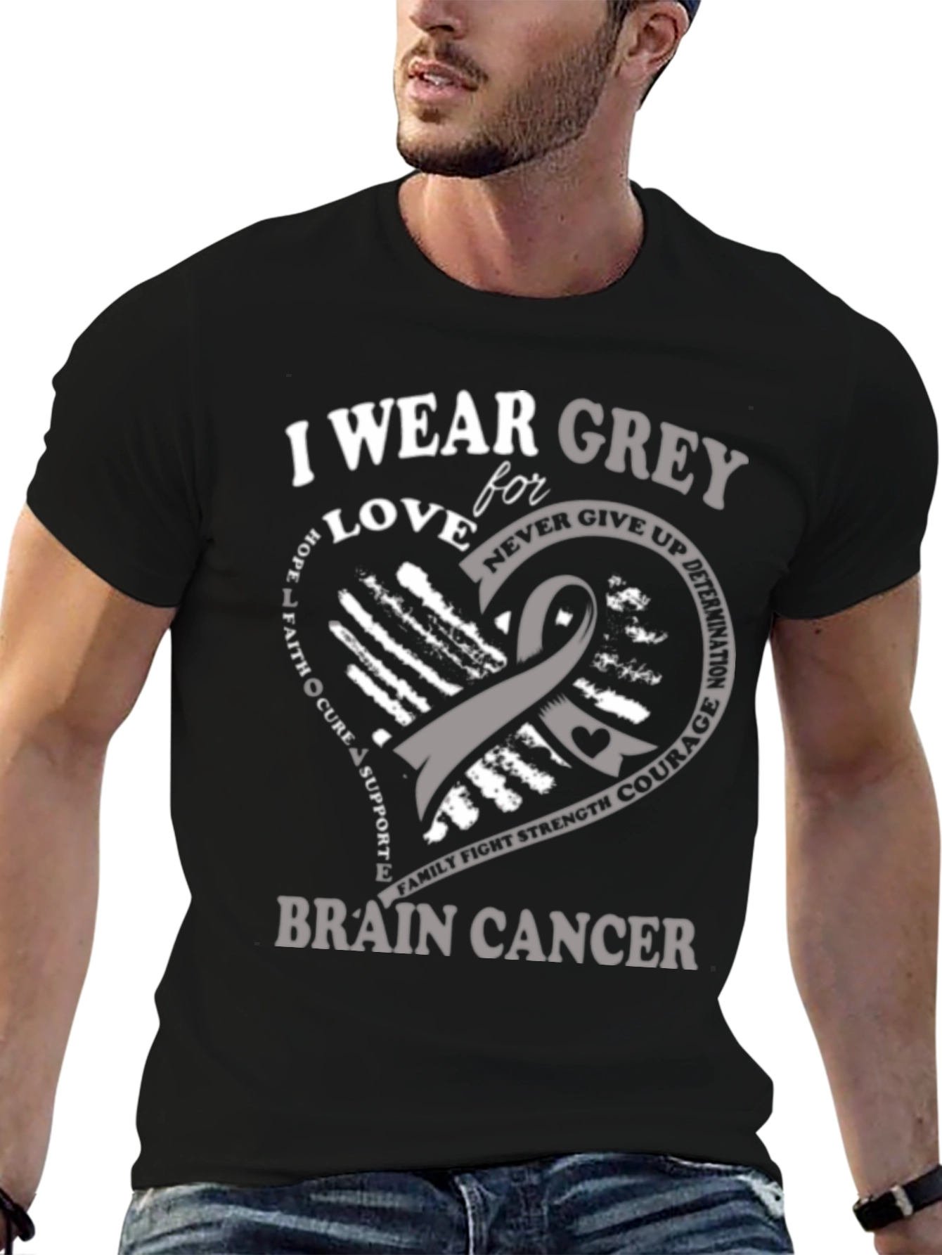 Camiseta Concientización Cáncer Cerebral - Vistiendo Gris