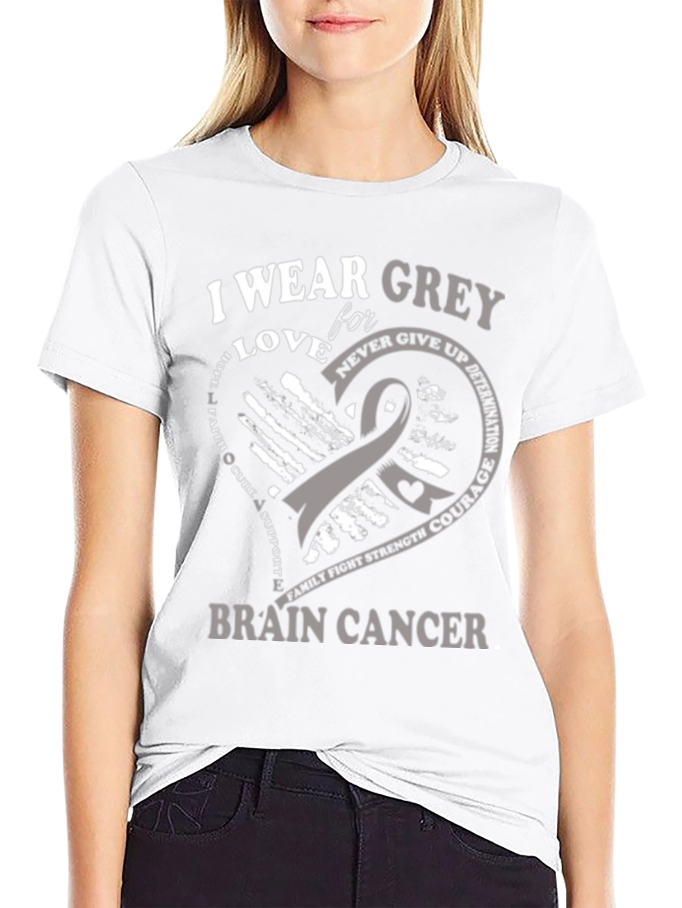 Camiseta Concientización Cáncer Cerebral - Vistiendo Gris