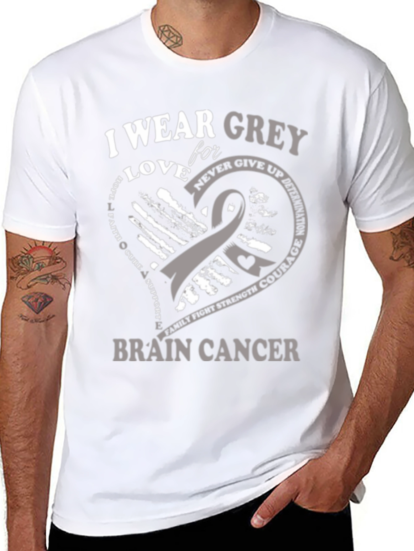 Camiseta Concientización Cáncer Cerebral - Vistiendo Gris