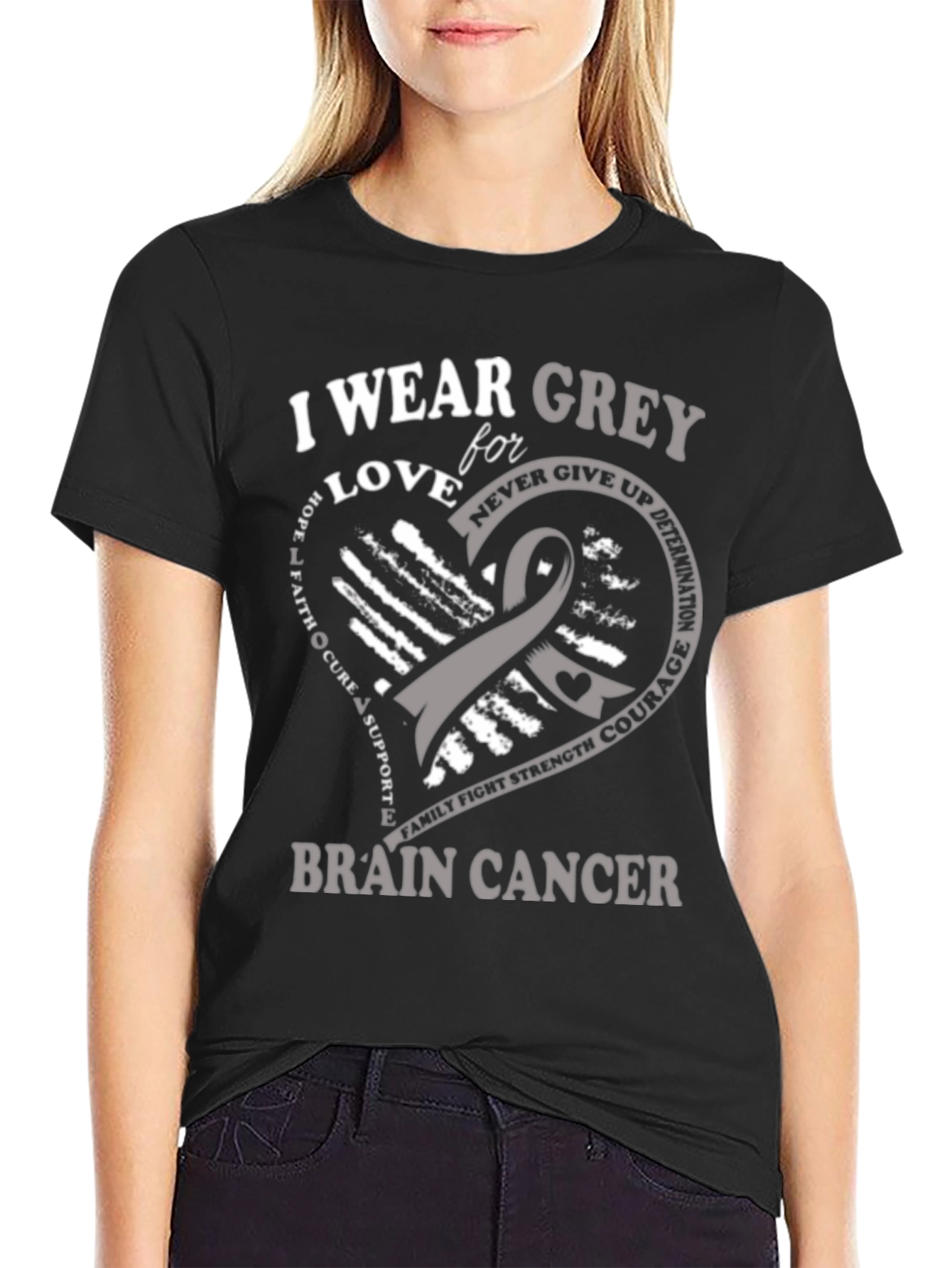 Camiseta Concientización Cáncer Cerebral - Vistiendo Gris