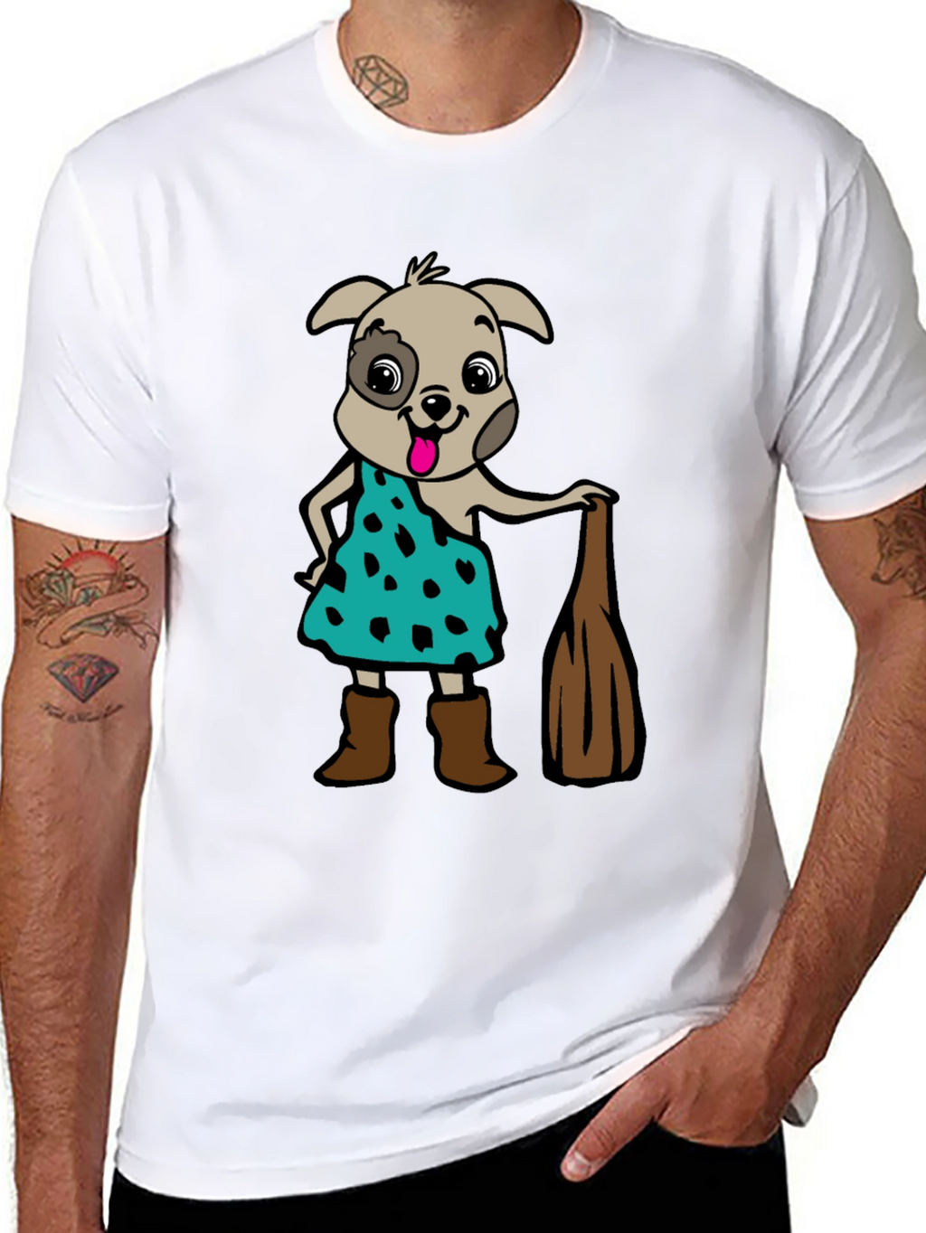 Camiseta Hombre Diseño Perro Picapiedra
