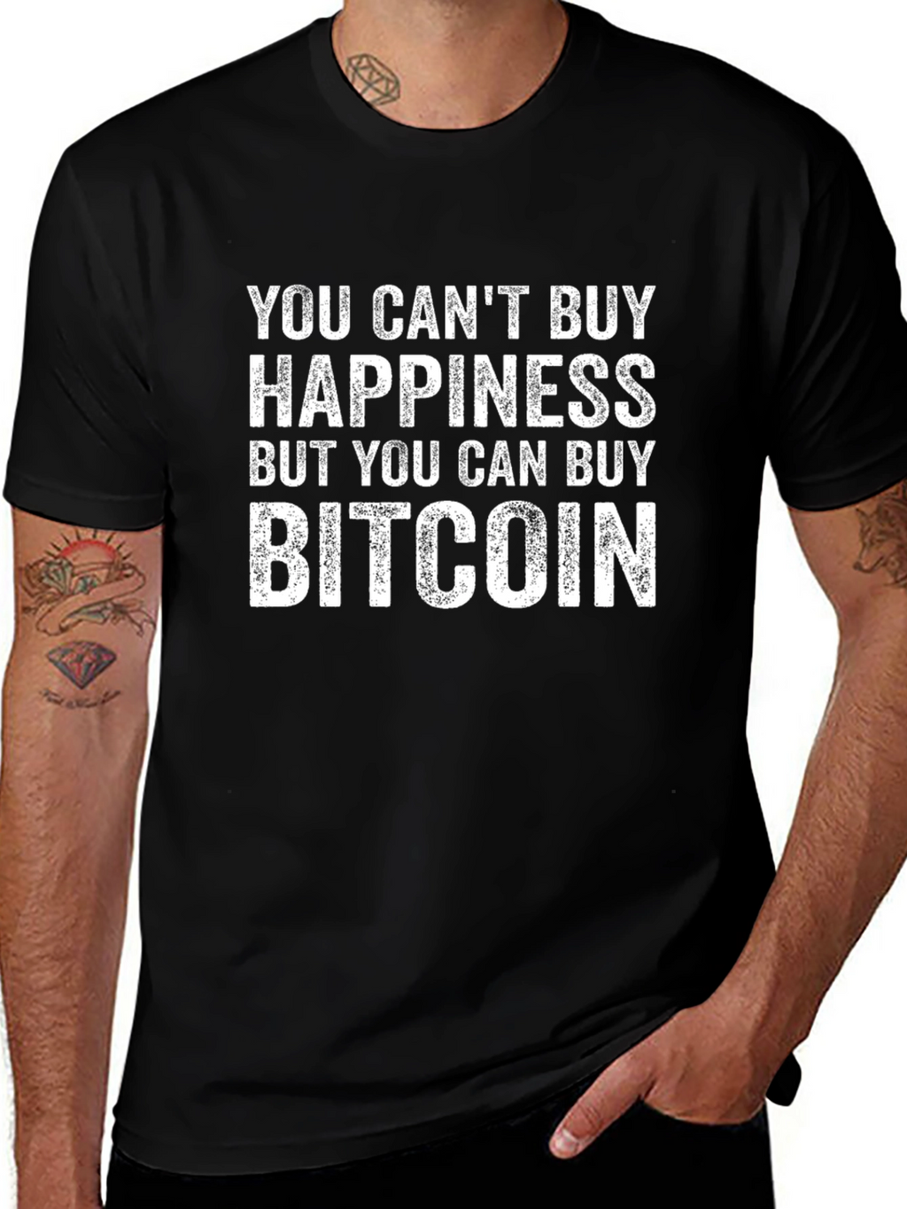 Camiseta Bitcoin: No puedes comprar la felicidad