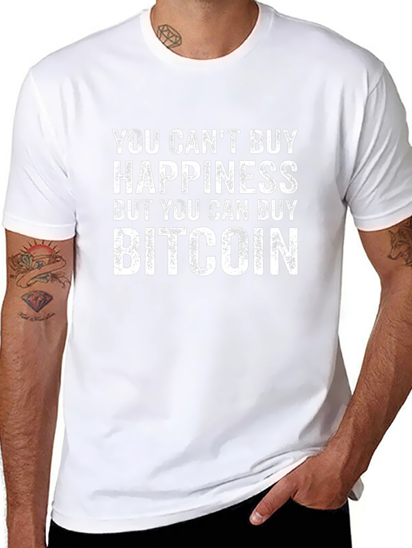 Camiseta Bitcoin: No puedes comprar la felicidad