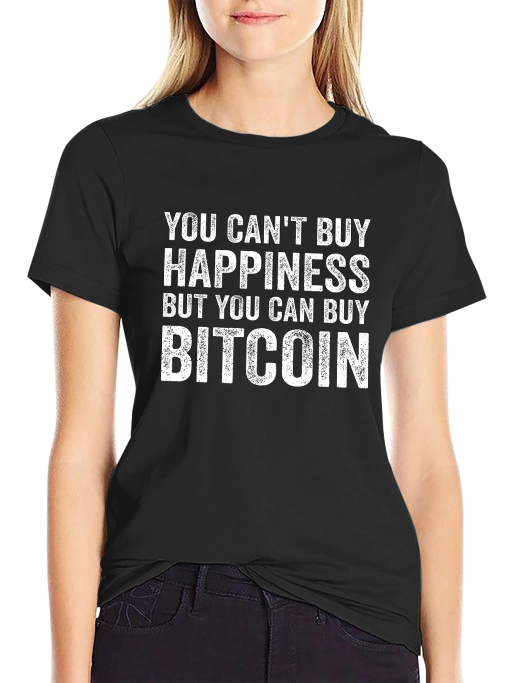 Camiseta Bitcoin: No puedes comprar la felicidad