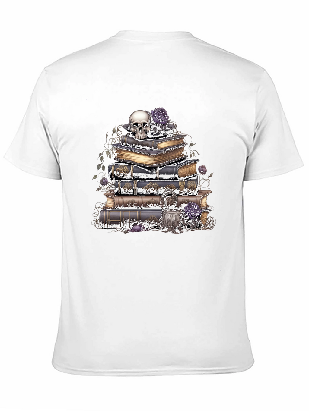 Camiseta Gótica: Cráneo Rosas y Libros