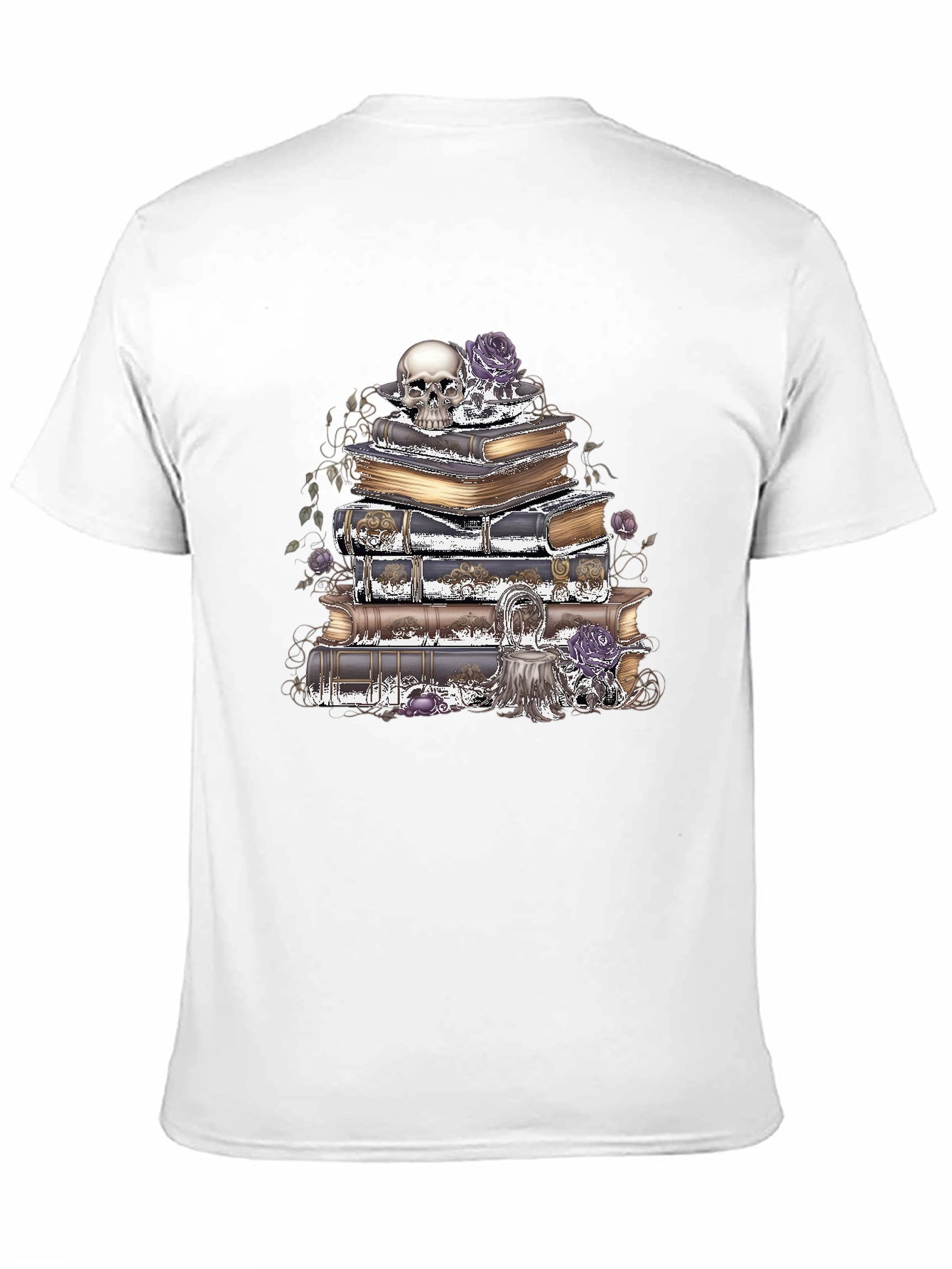Camiseta Gótica: Cráneo Rosas y Libros