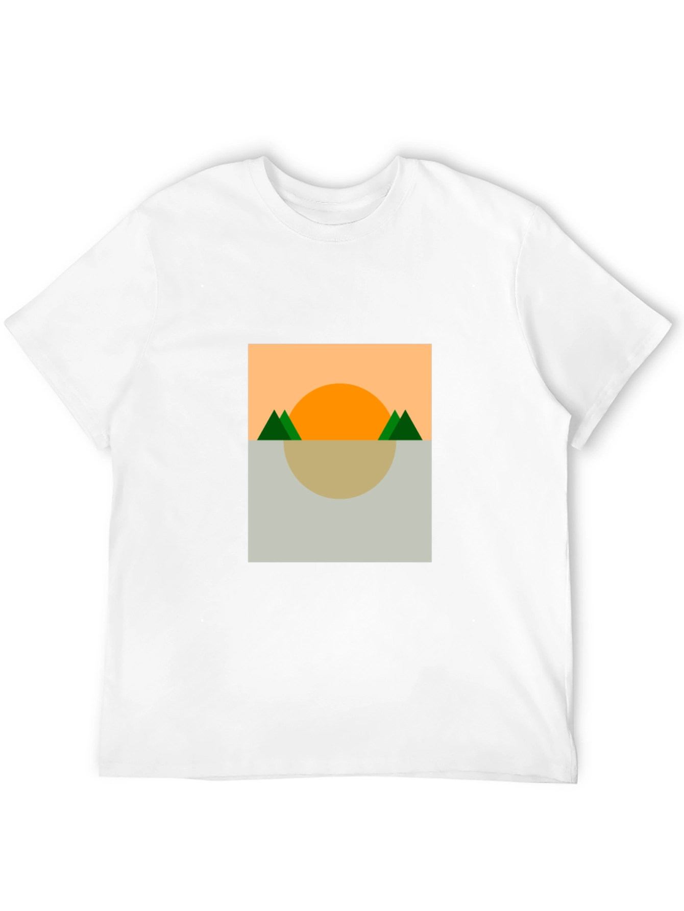 Camiseta Hombre: Diseño Abstracto Sol y Montañas