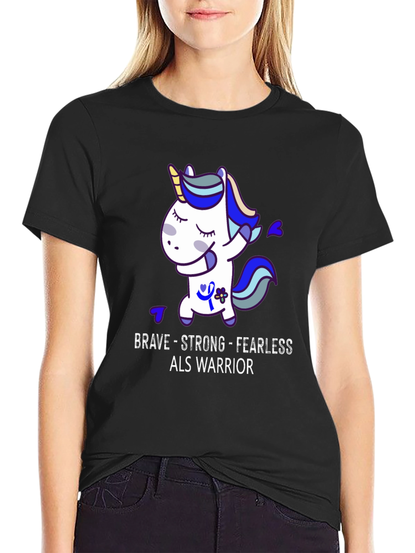 Camiseta ALS Warrior Unicornio - Valiente Fuerte Sin Miedo