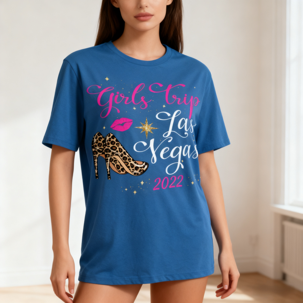 Camiseta "Girls Trip Las Vegas 2022" - Camiseta de Mujer para Viaje de Chicas, Estampado Fashionable