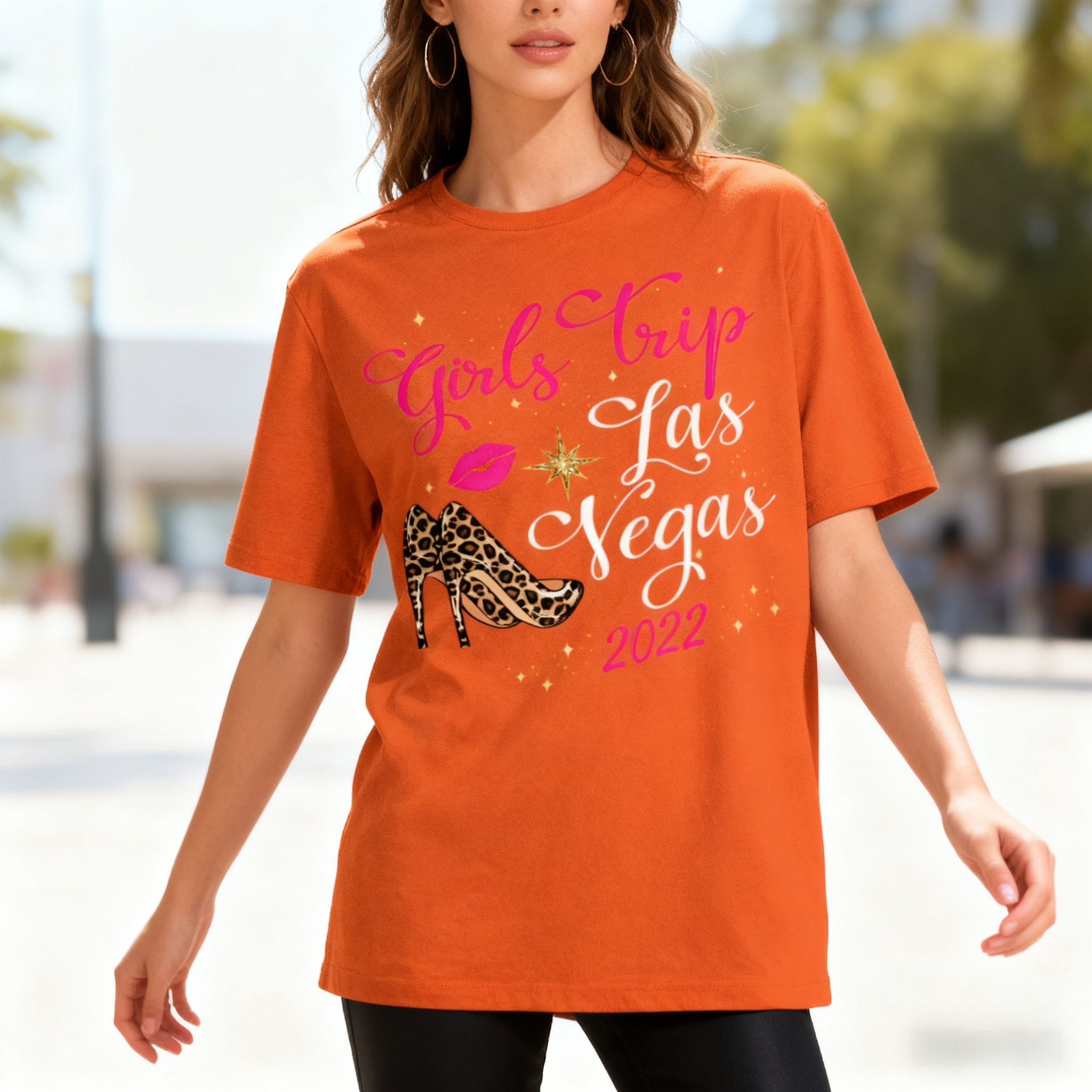 Camiseta "Girls Trip Las Vegas 2022" - Camiseta de Mujer para Viaje de Chicas, Estampado Fashionable